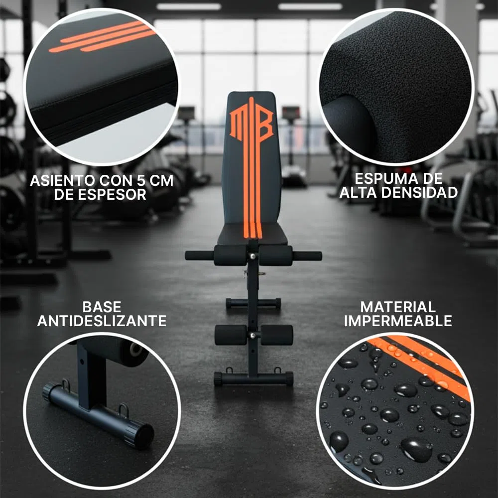 ManiBoom Banco Musculación PLEGABLE para Entrenamiento en Casa Banco de Pesas Robusto con Altura Ajustable 7 Niveles Tabla de Abdominales Cómoda y Fácil de Montar Maquina Gym Carga Máxima de 250KG