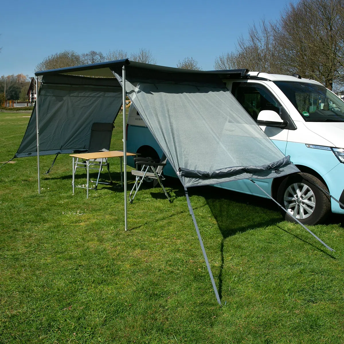 your GEAR Campingbus Sun + Rain Blocker Side Walls – 2 paneles laterales para toldo con 2 m de extensión