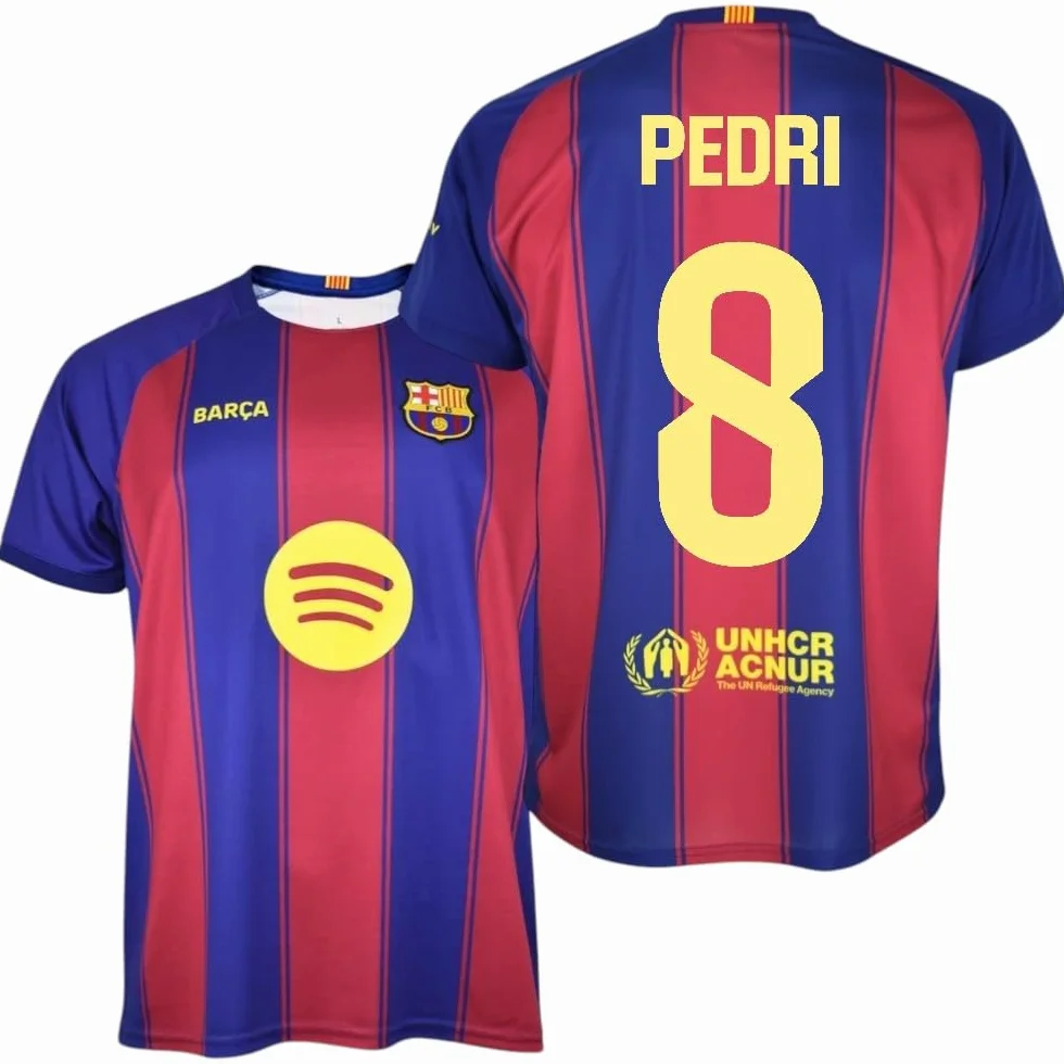FC Barcelona Camiseta Blaugrana Primera Equipación Adulto Temporada 25/26, Réplica Oficial Pedri, Unisex, Talla M, Cuello Redondo, Poliéster