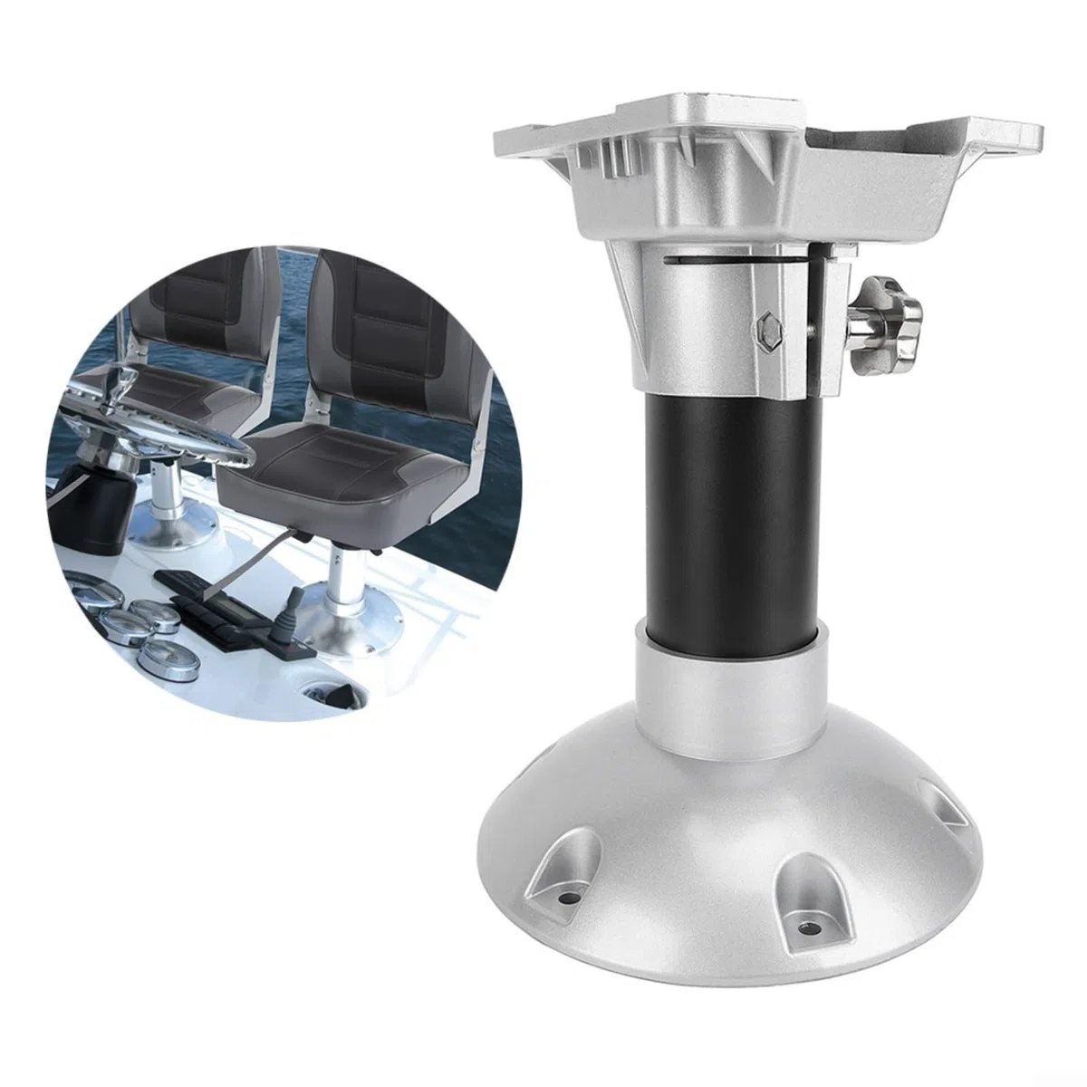 Pedestal de asiento marino anti vibración 330mm alto soporte de aleación de aluminio para yate barco cubierta capitán silla placa base