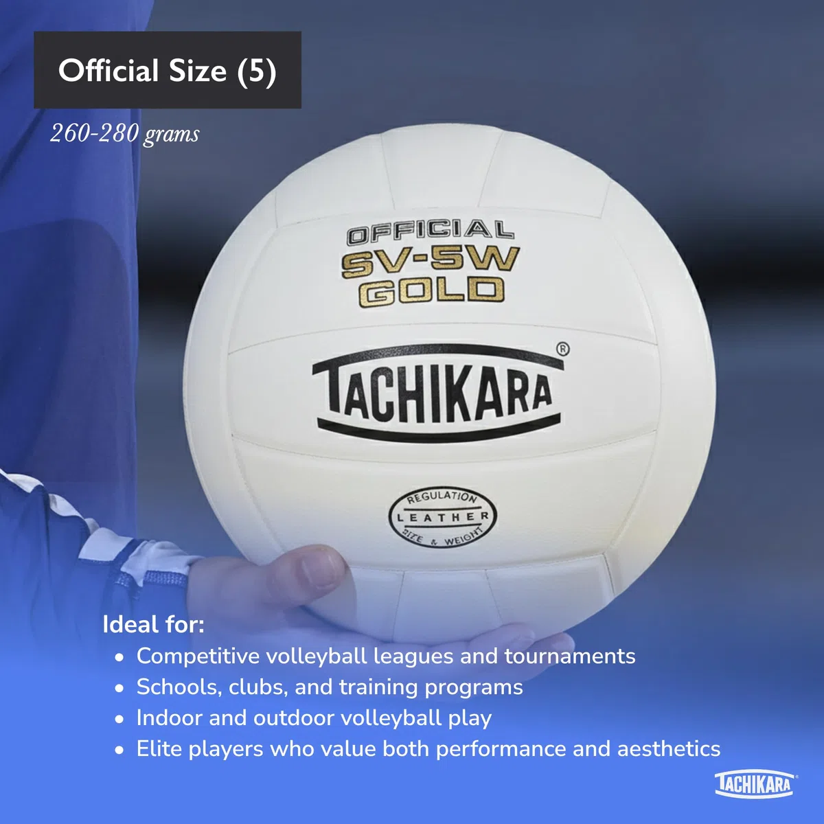 Tachikara SV5W Gold Competition - Balón de Voleibol de Cuero Premium