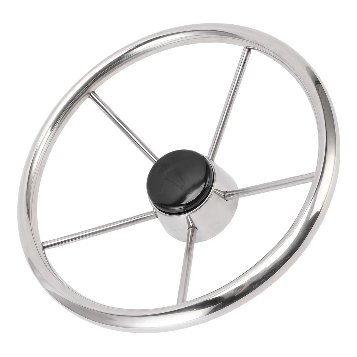 KIMISS Volante de Barco de Acero Inoxidable de 5 Radios, Estilo de 13-1/2 Pulgadas para Yates y Lanchas Rápidas, Volante Marino Clásico con Agarre Cómodo
