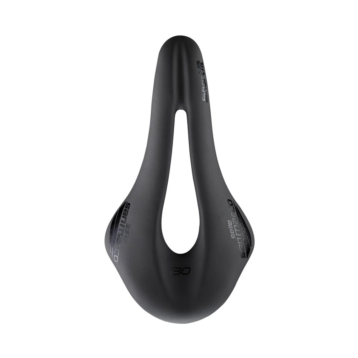 Selle San Marco SHORTFIT 130 - Sillín de Bicicleta de Carretera Corto y Ergonómico con Hueco Central - Talla S3, Negro