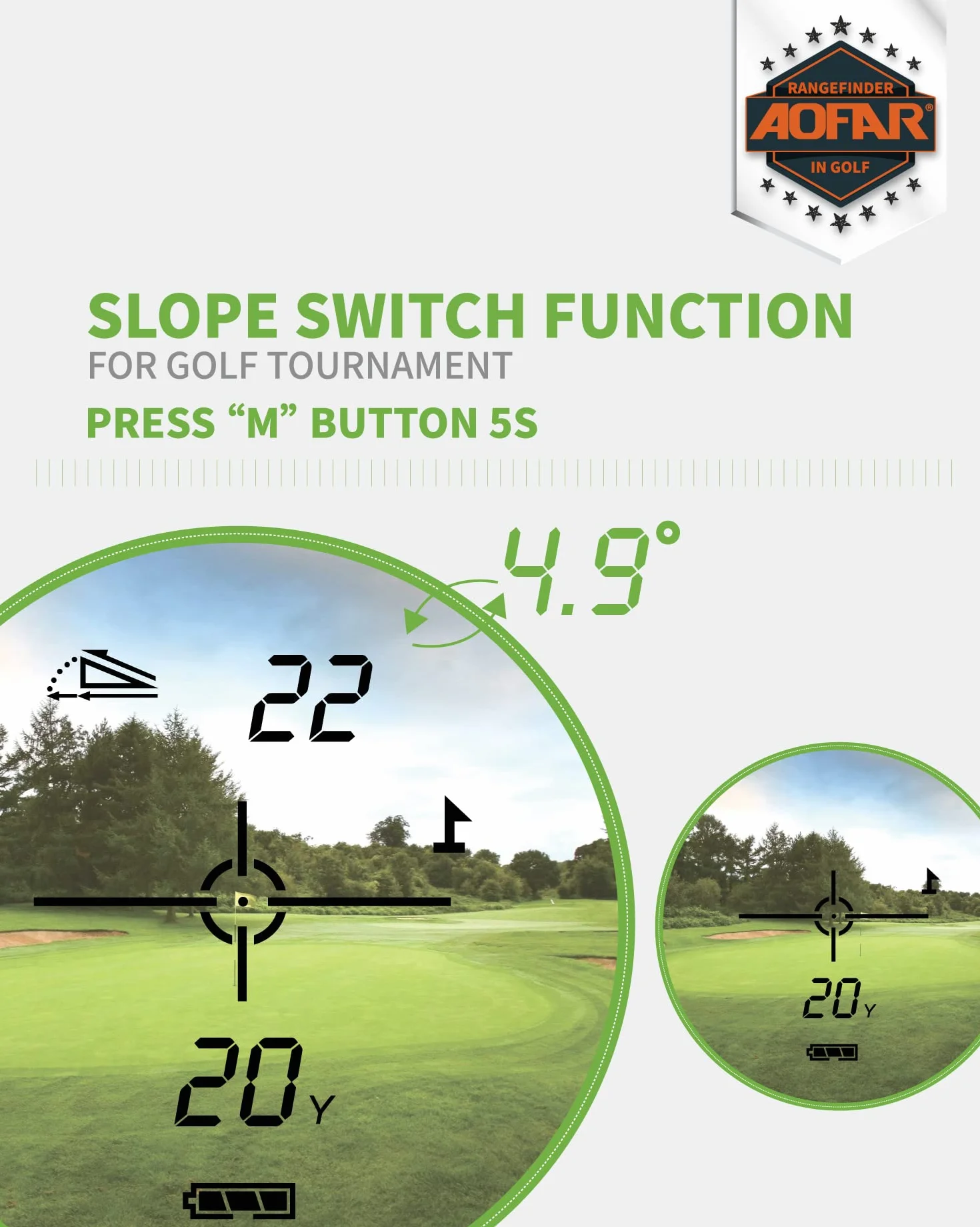 AOFAR GX-2S Telémetro de Golf con Pendiente de On/Off, con Bloqueo de Bandera y Vibración, 600 Yards White Range Finder,Impermeable,Embalaje de Regalo