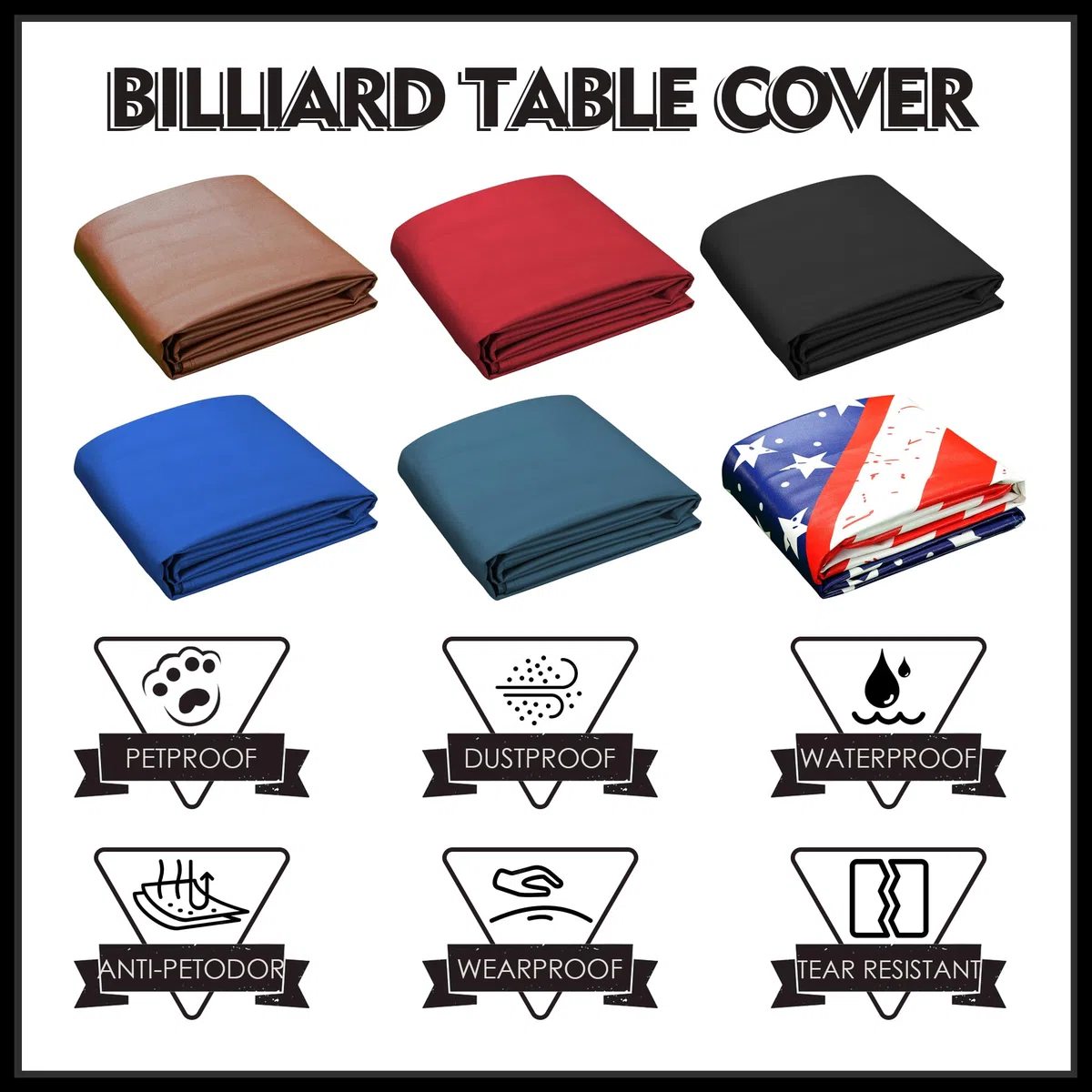 K-Musculo Funda para Mesa de Billar de Cuero sintético Resistente, Impermeable y Resistente al desgarro, Ajuste de 7/8/9 pies (Negro, 8 pies)
