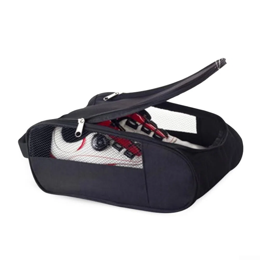 Bolsa de viaje para zapatos de golf, portátil, impermeable y resistente al polvo, funda de tela Oxford (negro)