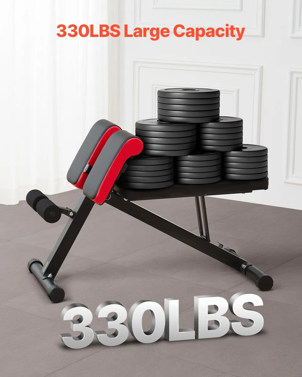 VEVOR Banco de Pesas Multifuncional para Entrenamiento de Cuerpo Completo, Banco de Hiperextensión con Silla Romana, Equipo Ajustable y Plegable de 150 kg para Entrenamiento de Espalda, Brazos