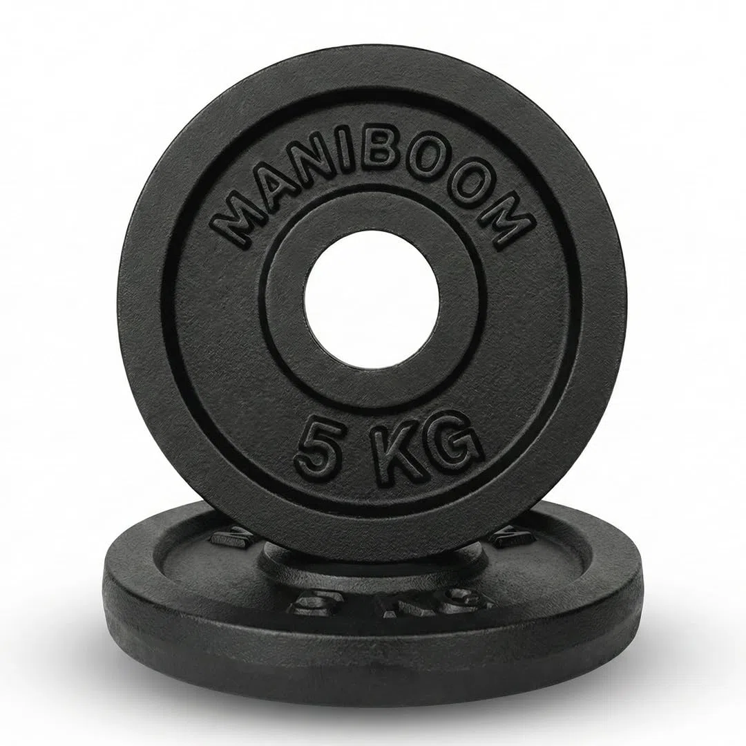 ManiBoom Discos de Pesas de Hierro Fundido (25mm) y Accesorios de Musculación – Sets de Placas y Barras para Gimnasio en Casa (Se Venden por Separado)