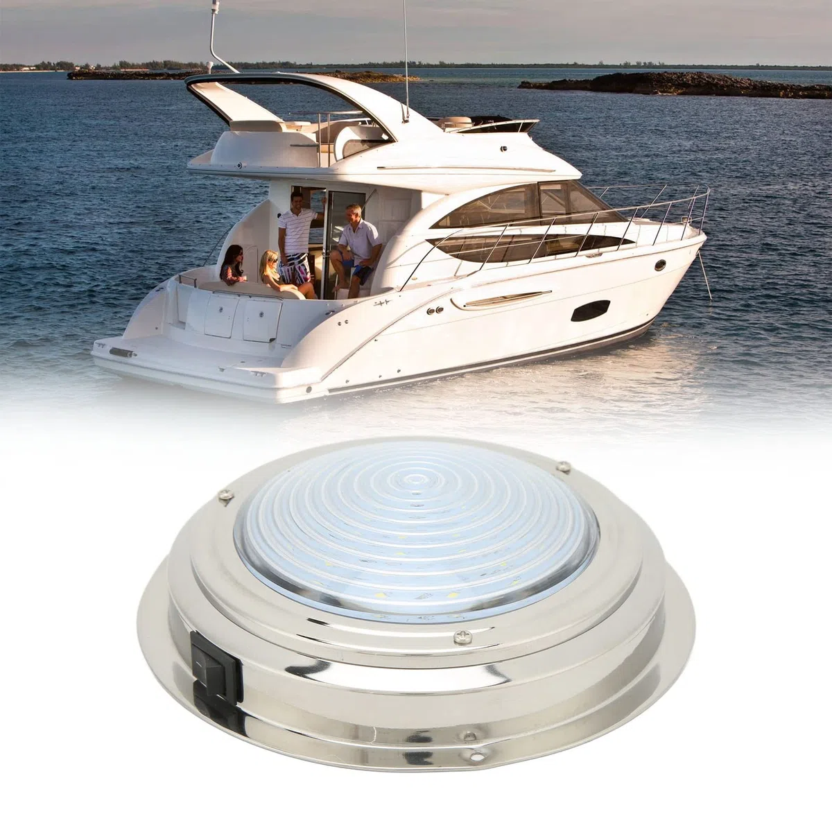 Cryfokt Luces Interiores de Barcos Marinos, 6.5In LED RV Lights Boat Ip65 Cubierta Impermeable Luz de Cortesía con 8 Cuentas de Lámpara LED Luces de Techo LED para Baño de Caravana RV (Luz Blanca)