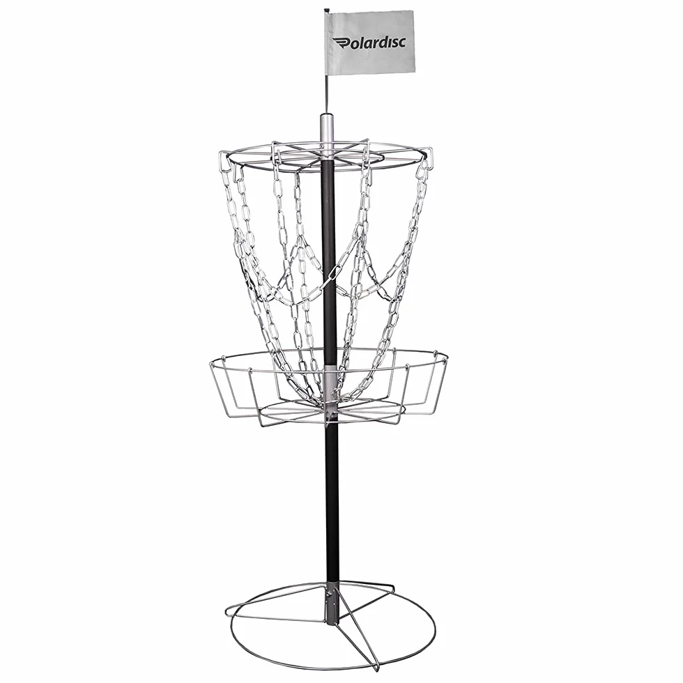 Cesta de golf para disco plateada 120 cm portátil fácil montar mover Frisbee Golf