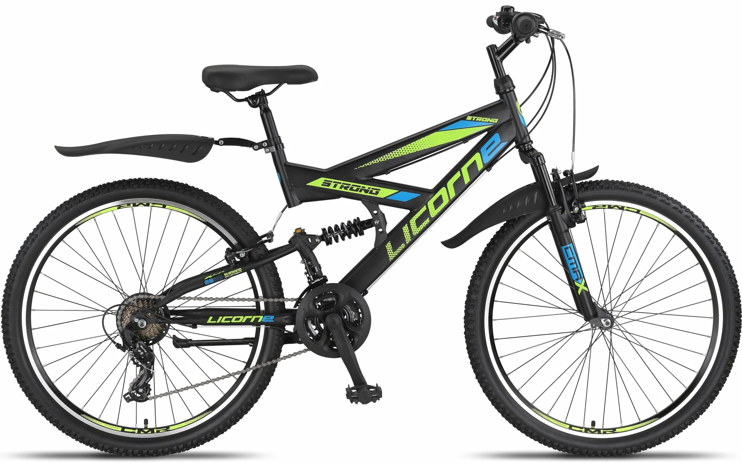 Licorne Bike Bicicleta de montaña Premium Strong V de 24 y 26 pulgadas, para niños, niñas, mujeres y hombres, cambio de 21 velocidades, suspensión completa