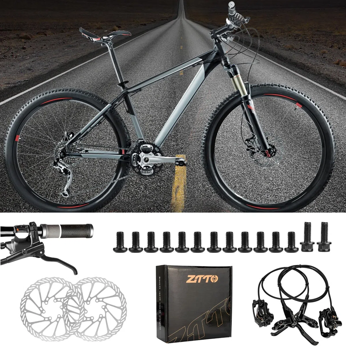 Juego de Frenos de Disco hidráulicos para MTB, Kit de Freno de Disco de Bicicleta, con Frenos de Disco 160mm, Delantero 800mm y Trasero 1400mm para Bicicleta De Carretera, Bicicleta De Montaña, BMX