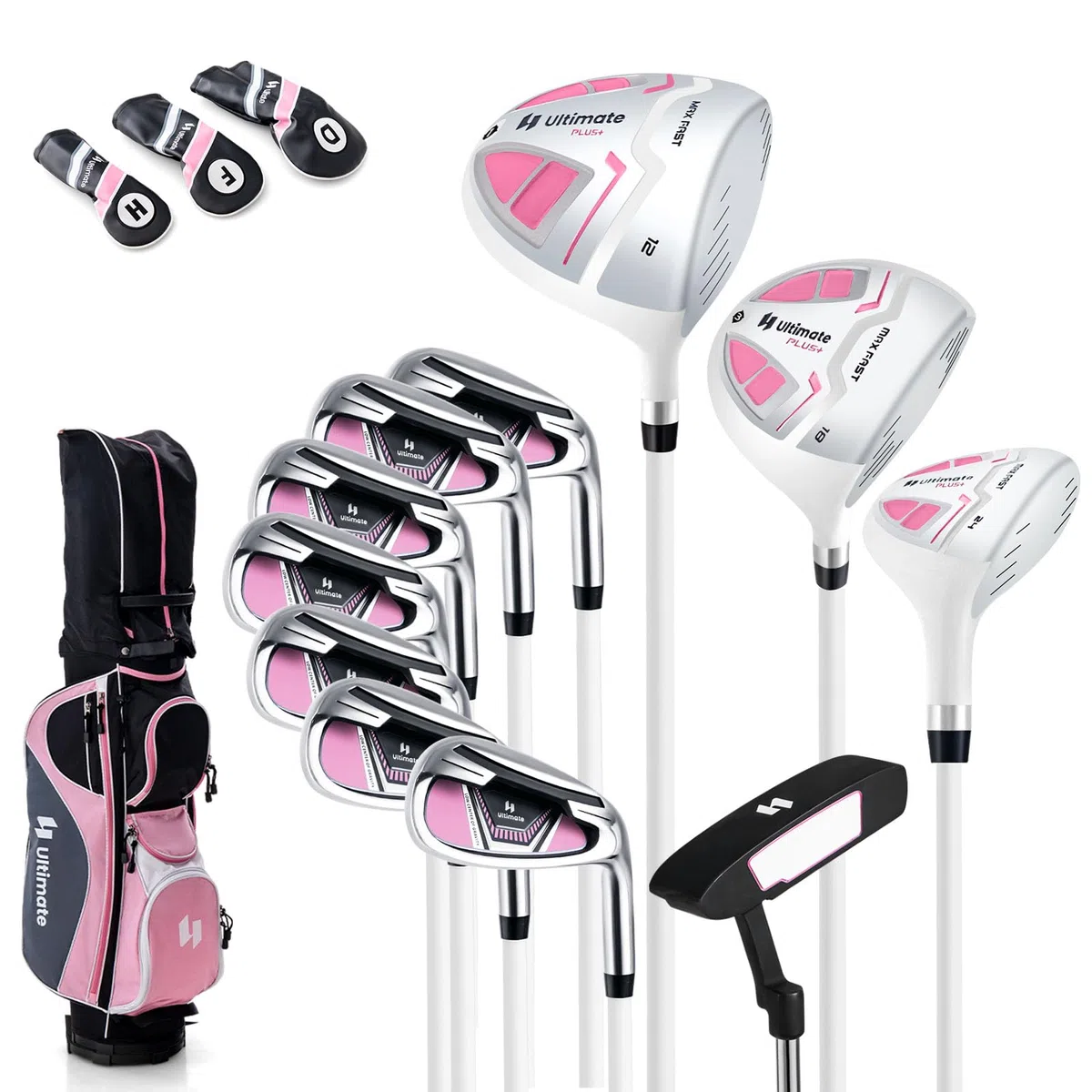 LIFEZEAL Juego Completo de Palos de Golf para Mujer, Incl. Driver #1, Fairway #3, híbrido #5, hierros #5#6#7#8#9#P #S, Putter y Bolsa de Golf portátil con Funda para la Lluvia, diestra