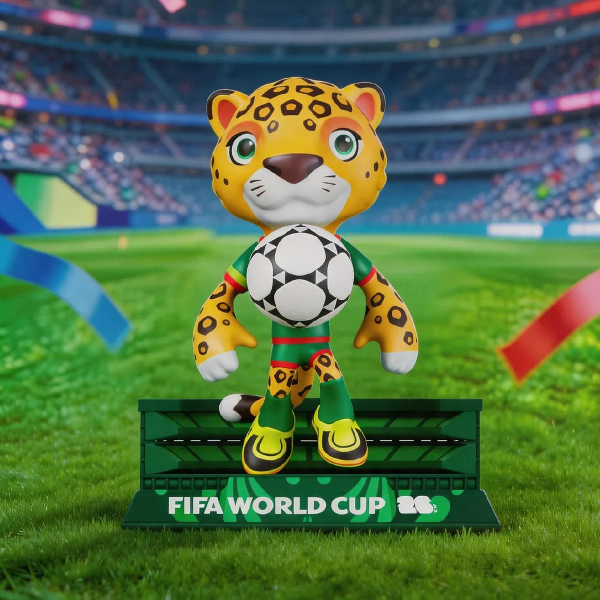 DICEKOO FIFA 2026 World Cup - Juego de mascota de 3 pulgadas (arce, Zayu, embrague) | Estilo de fútbol | Licencia oficial | Figuras coleccionables, idea de regalo para fanáticos y coleccionistas