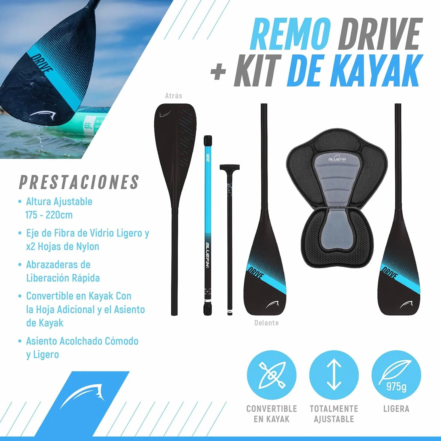 Bluefin Cruise Premium Stand Up Paddle Set | Paddleboard Inflable para Adultos | Paquete Sup con Mochila, Paleta de Fibra de Vidrio y Bomba | Garantía de 5 Años
