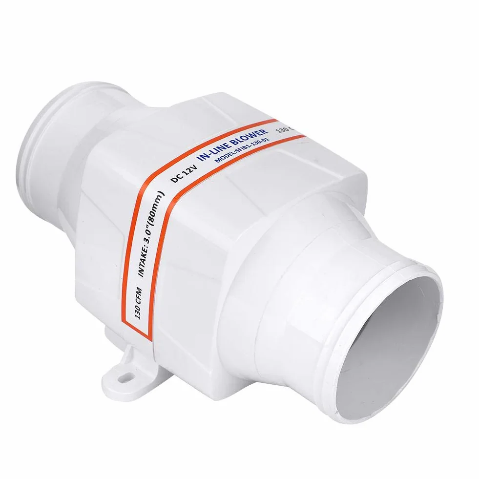 EBTOOLS Soplador de Aire de Sentina Marina 3 Pulgadas Ventilador de Ventilación Fuerte Alta Velocidad Mudo para Yate Caravana Auto Turístico Extractor de Aire