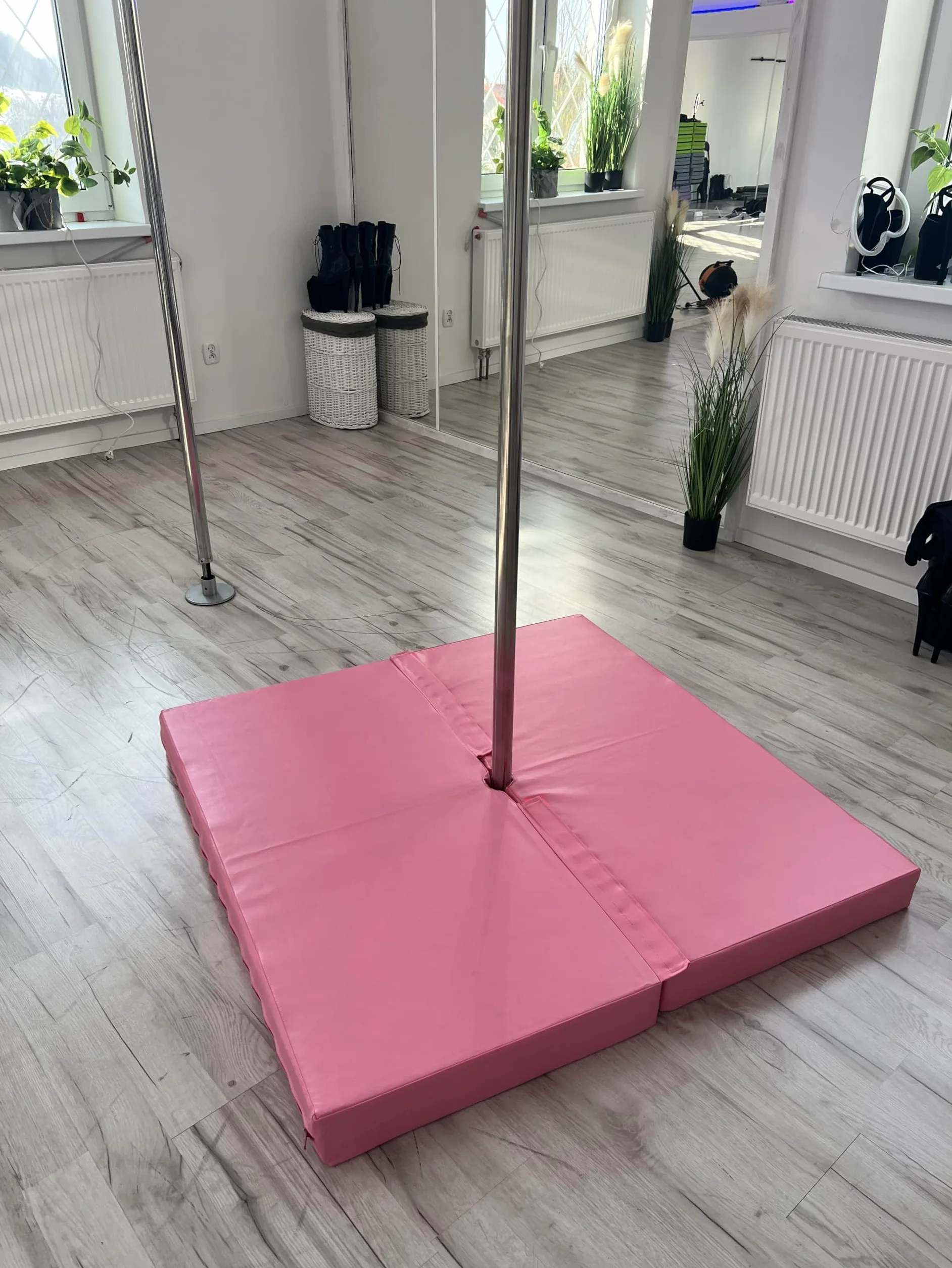Pole Dance - Esterilla cuadrada para danza (120 cm de ancho, antideslizante, con apertura para barra de danza, cuadrada, accesorio de gimnasia)