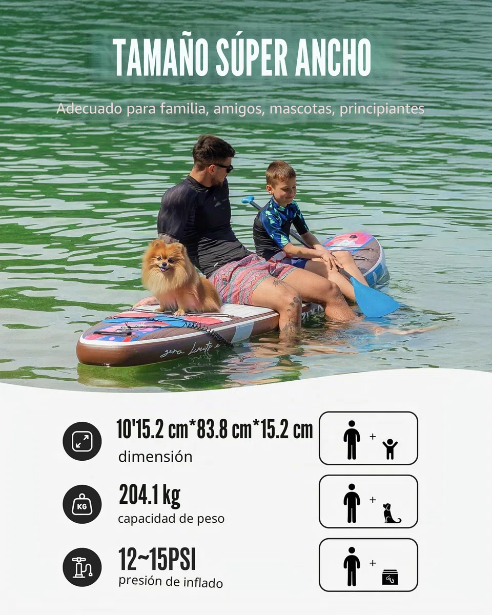ZLX Tabla Paddle Surf Hinchable 320x84 cm, Sup con Asiento y Accesorios, Paddle Board Antideslizante, Estable y Resistente, Capacidad 200 kg, para Principiantes y Avanzados