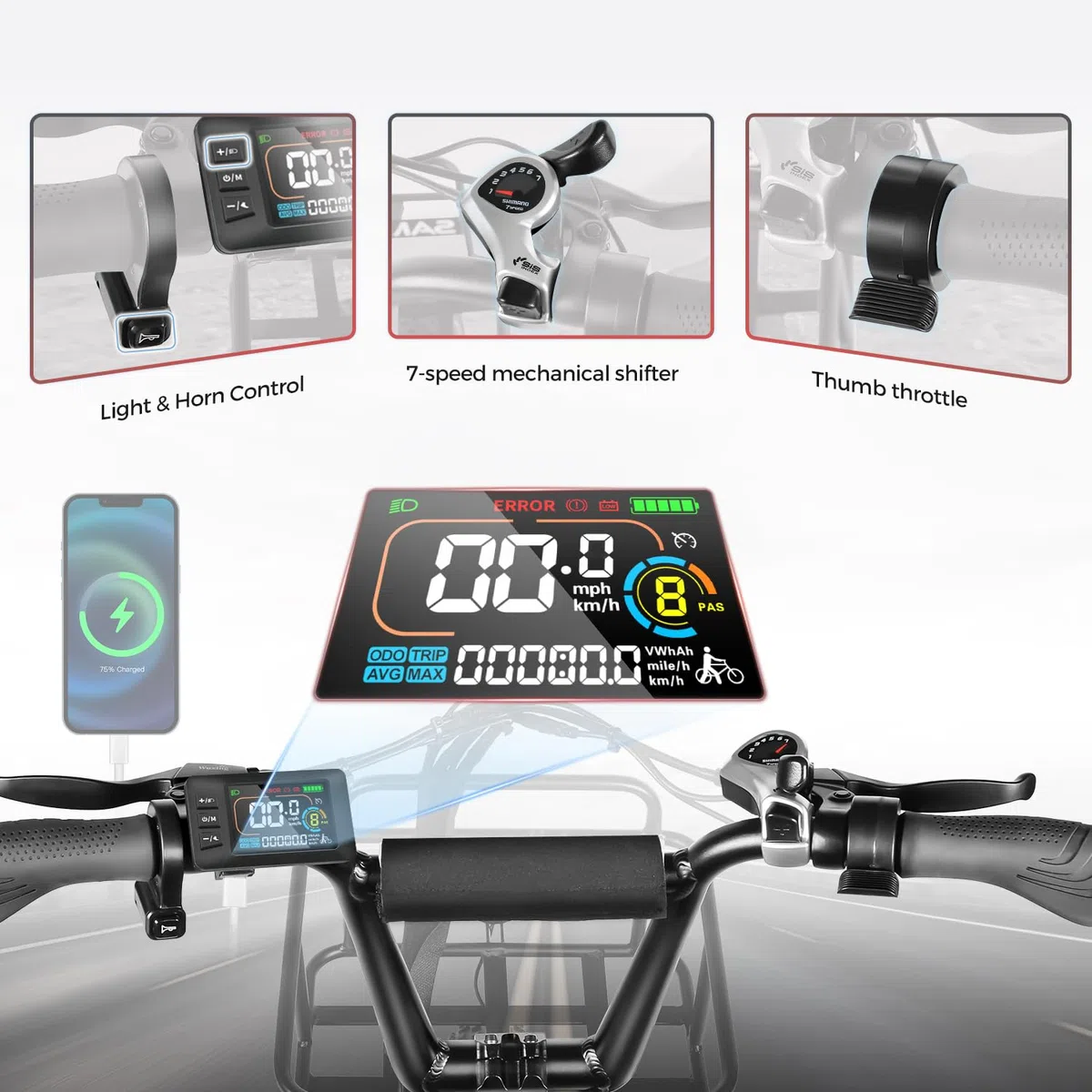 SAMEBIKE 20 Z0LL Bicicleta Electrica para Adultos,4.0 Fat Tire E-Bike Bateria 36V13Ah 7-Velocidades Alcance máximo 60-120KM para Desplazamientos y Excursiones