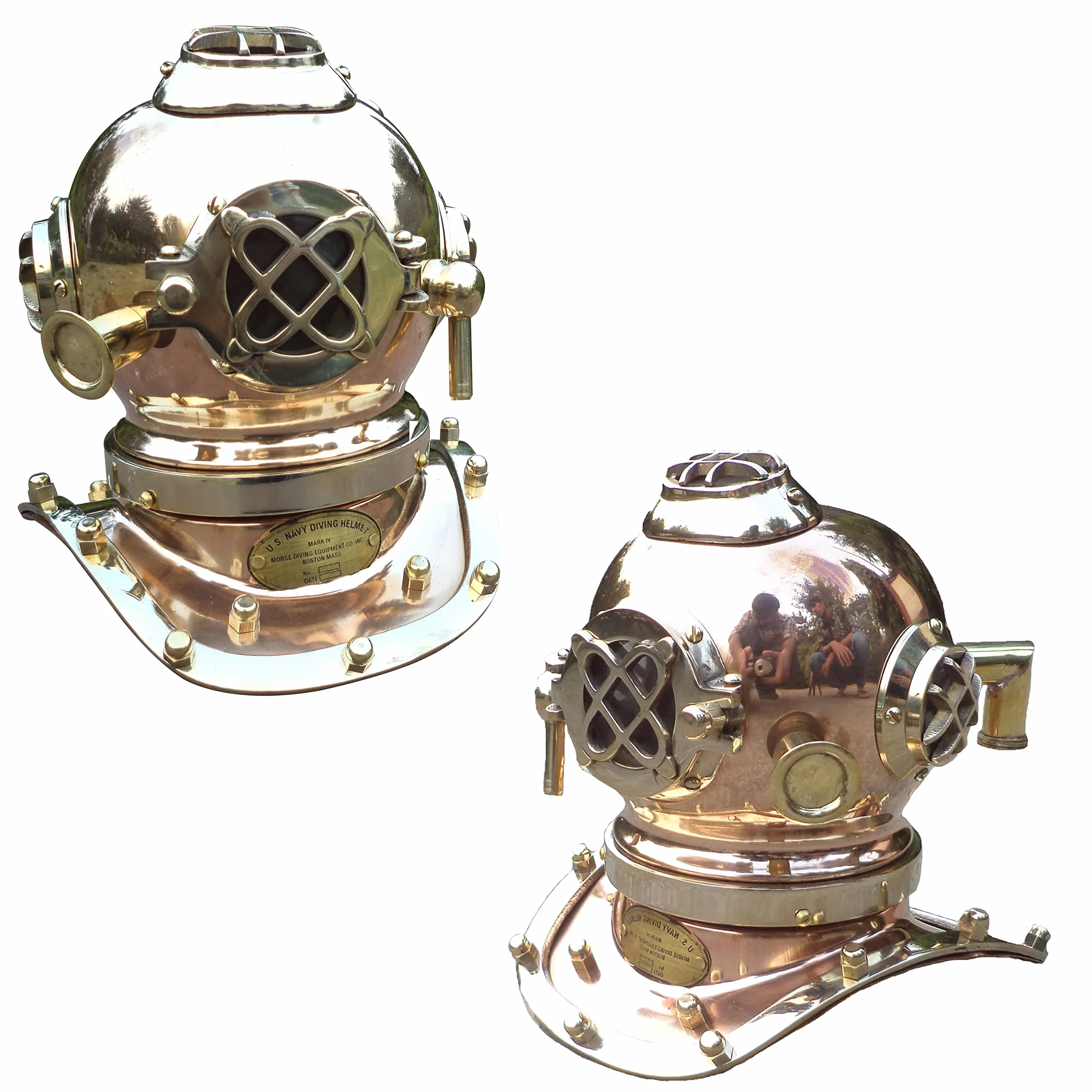 Réplica de Mini Casco de Buceo Marino Antiguo Mark Us, Acabado de Cobre náutico Azul Marino