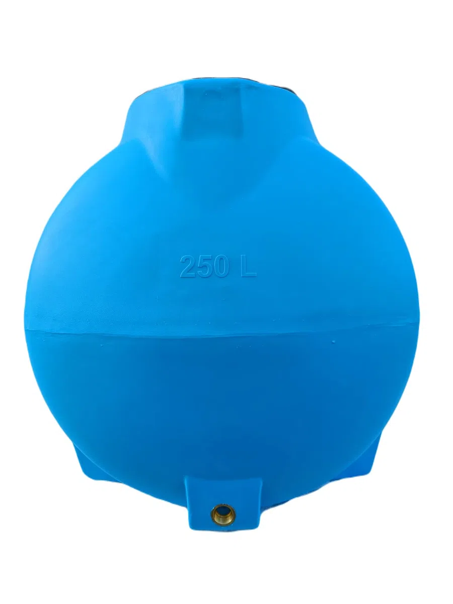 Varile Depósito de Agua Potable 250L Azul | Sin BPA | Rosca de latón de 3/4" integrada Apto para Uso alimentario | Horizontal