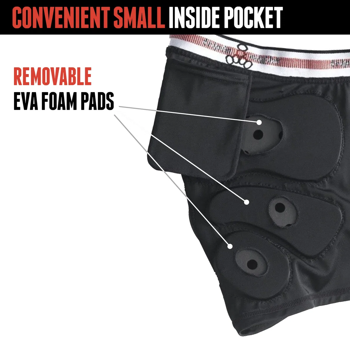 Triple 8 888 - Pantalones con Amortiguación en el Trasero para Patinaje - Color Negro - Negro, Extra Grande