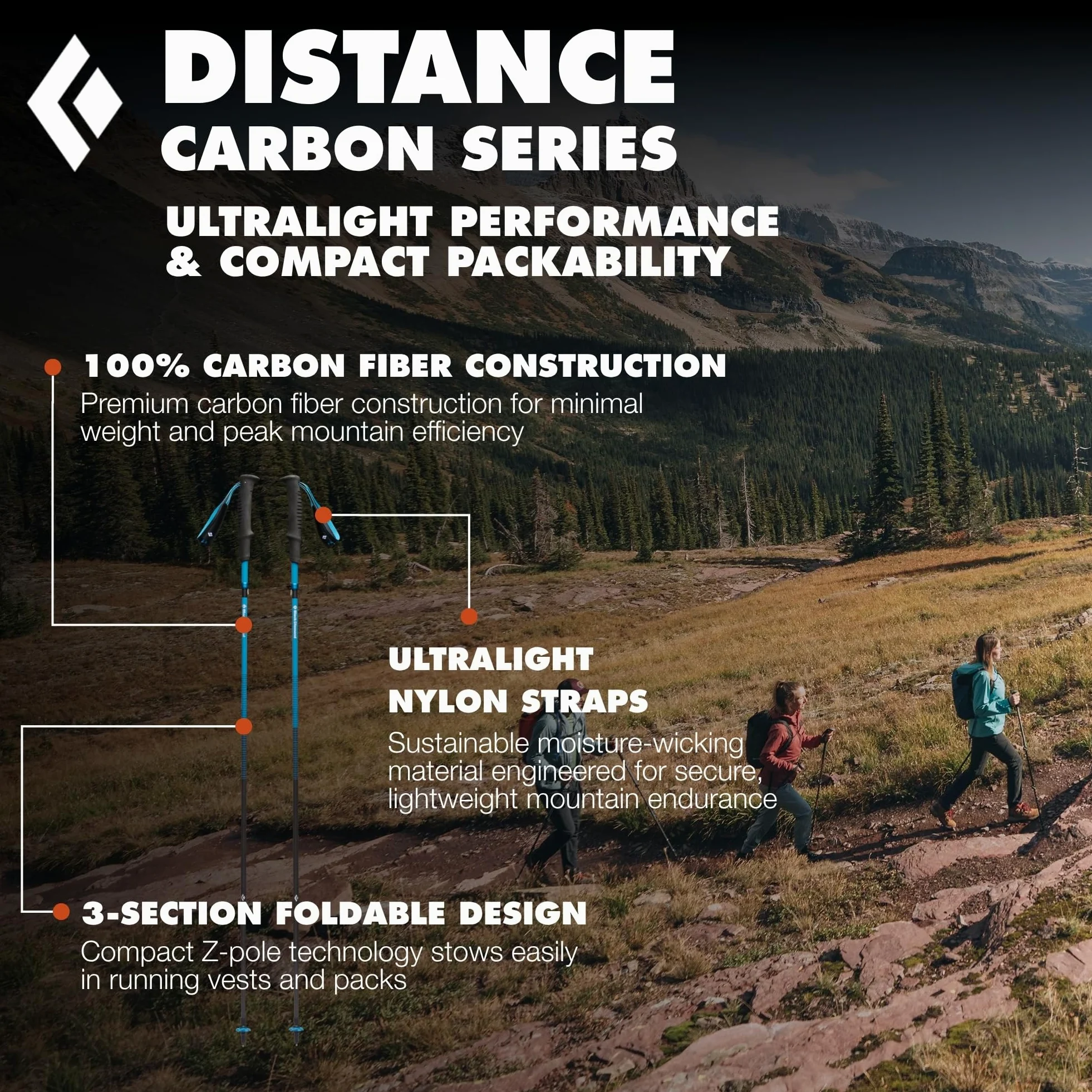 BATONS BLACK DIAMOND Distancia Carbon Z Poles Mujer