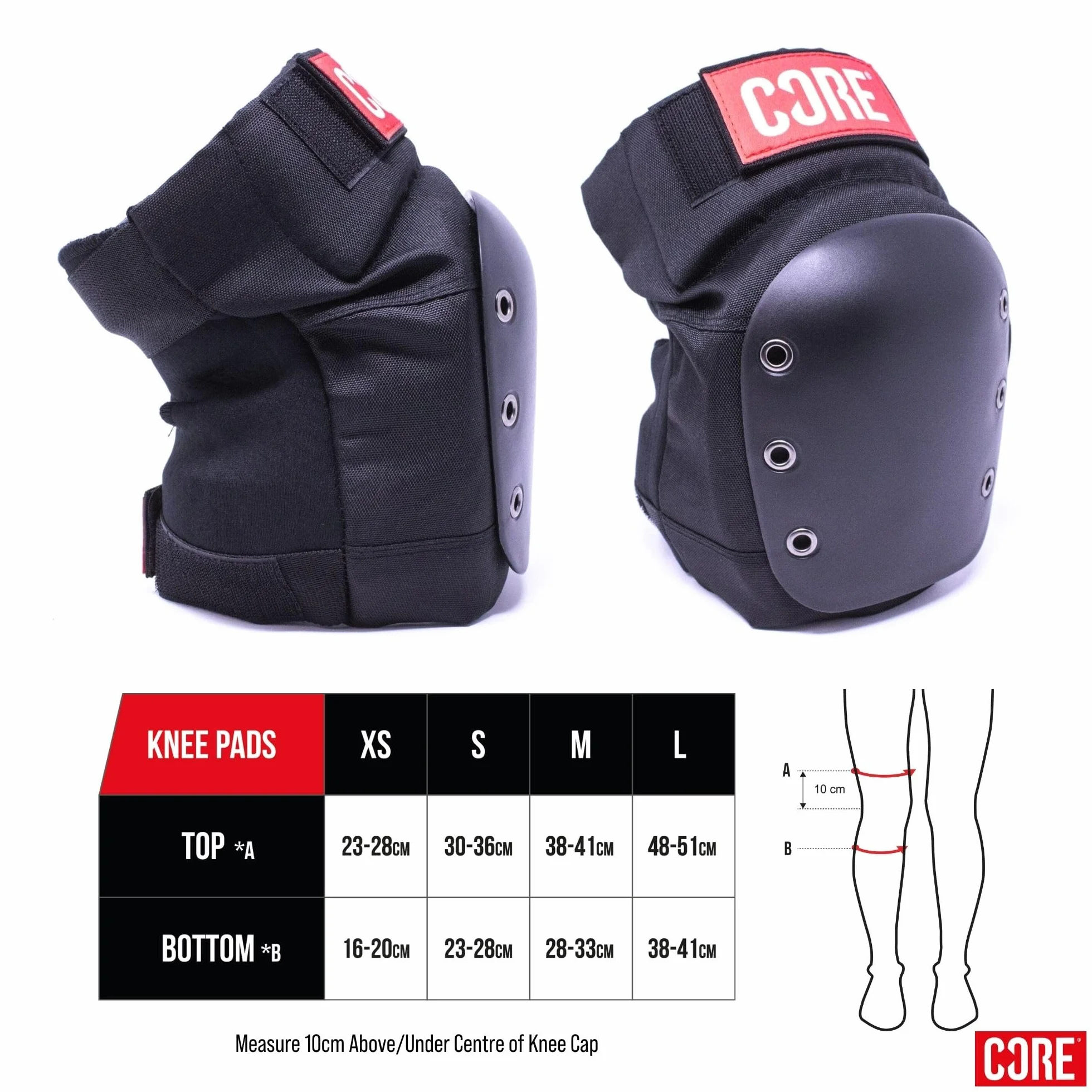 Core Protection Street Knee Pads Rodilleras negras (S)