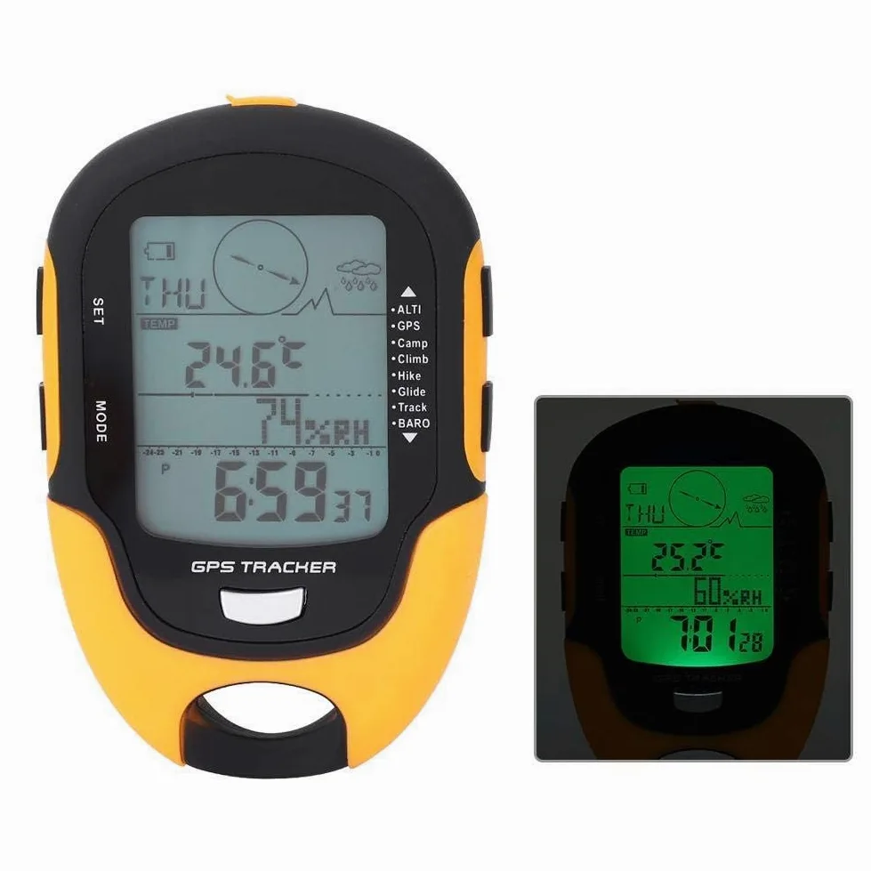 Altímetro barométrico Digital Multifuncional Brújula Pronóstico del Tiempo Navegador GPS Receptor Portátil Termómetro USB Recargable Higrómetro Barómetro