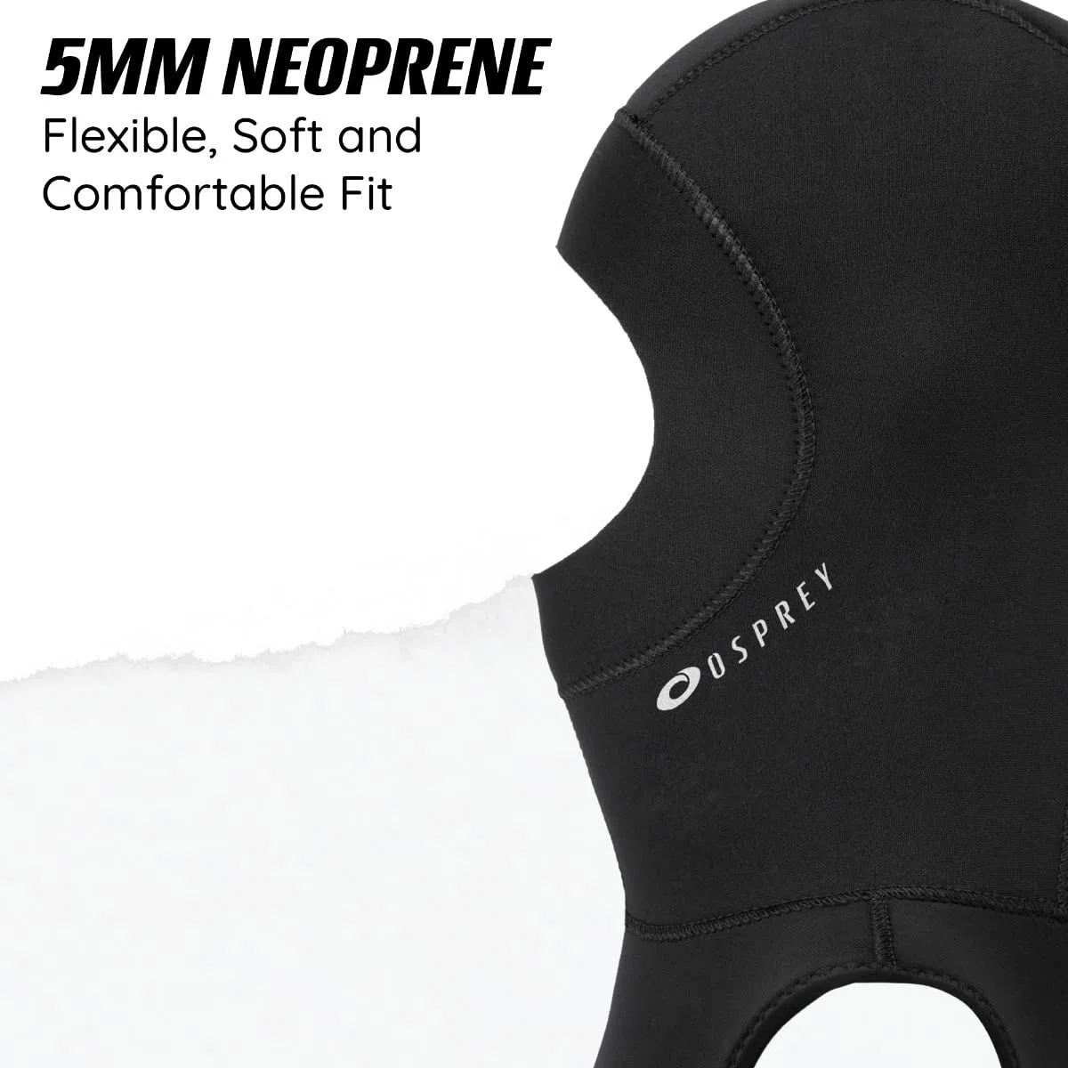 Osprey Wetsuit Hood | Unisex Adult 5mm Neoprene, Durable, Thermal Diving Hood for Snorkelling, Surfing and Swimming, Multiple Sizes, Black