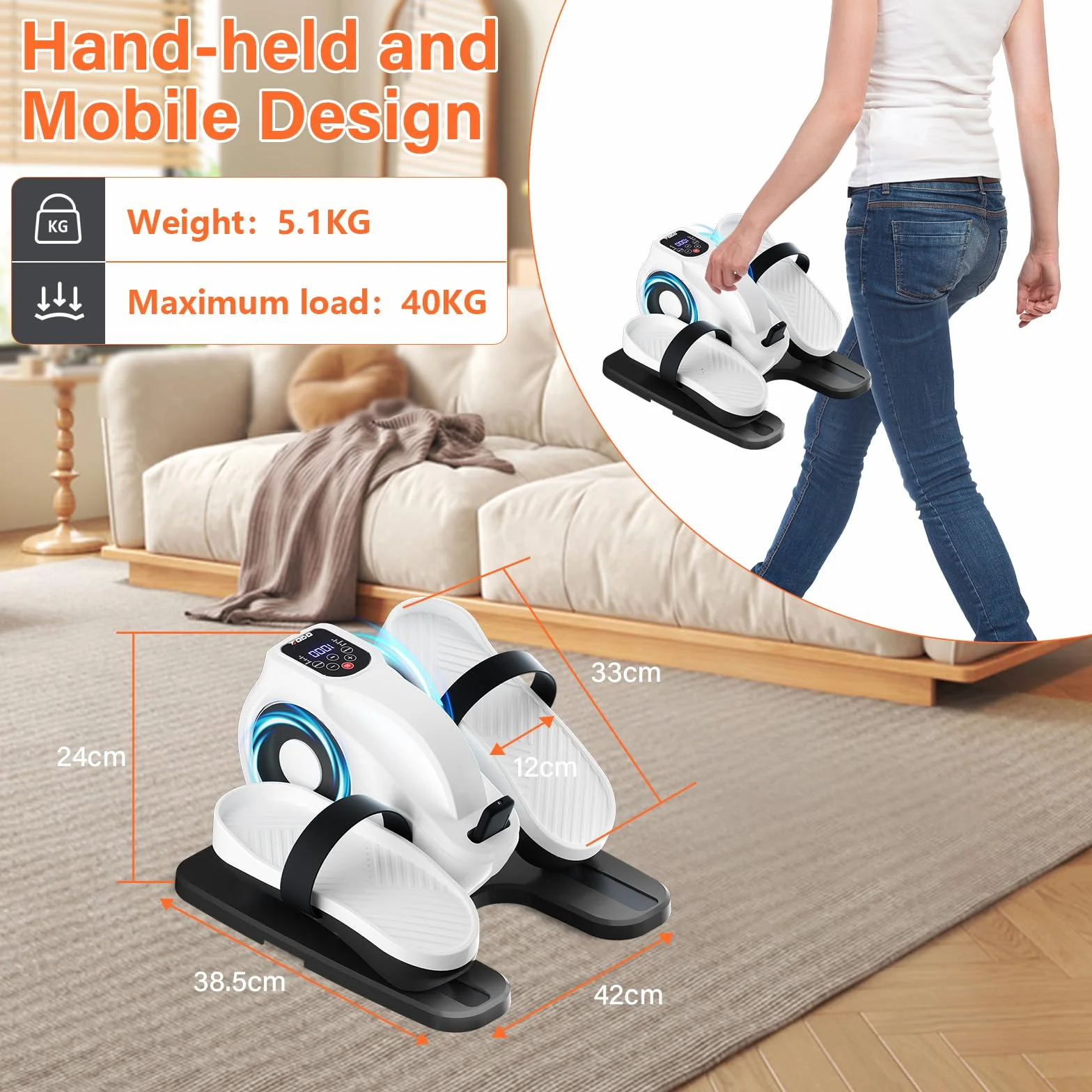 TODO Mini Eliptica Electrica, Pedaleador Electrico, Pedales Estaticos Personas Mayores Maquina Andar Sentado Bicicleta Eliptica Fitness para Casa para Ancianos