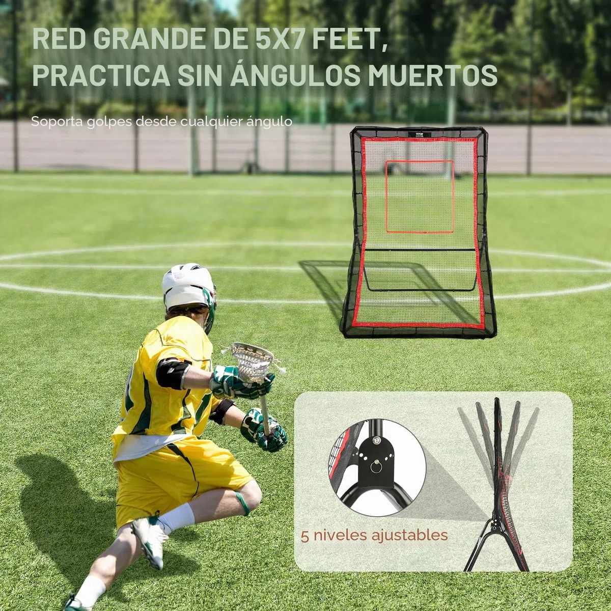 VEVOR Red de Rebote 152x213 cm Rebotador de Fútbol Lacrosse Voleibol Ángulo Ajustable Objetivo de Béisbol Marco de Acero Estable Tela de Alta Elasticidad para Entrenamiento en Interiores y Exteriores