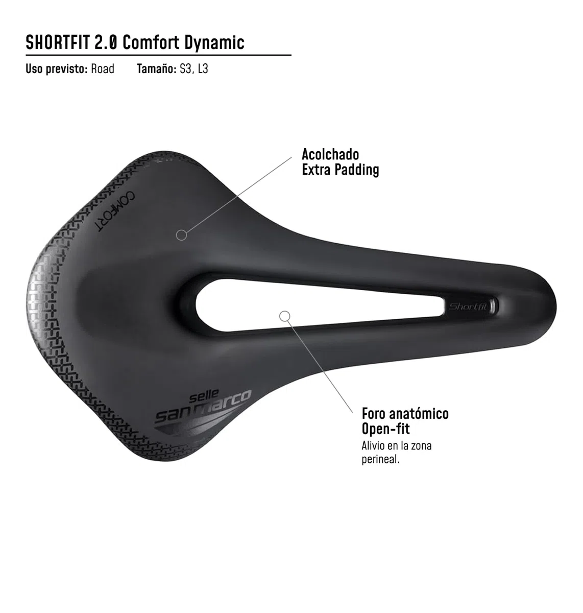 Selle San Marco Shortfit 2.0 Comfort Dynamic – Sillín de Bicicleta