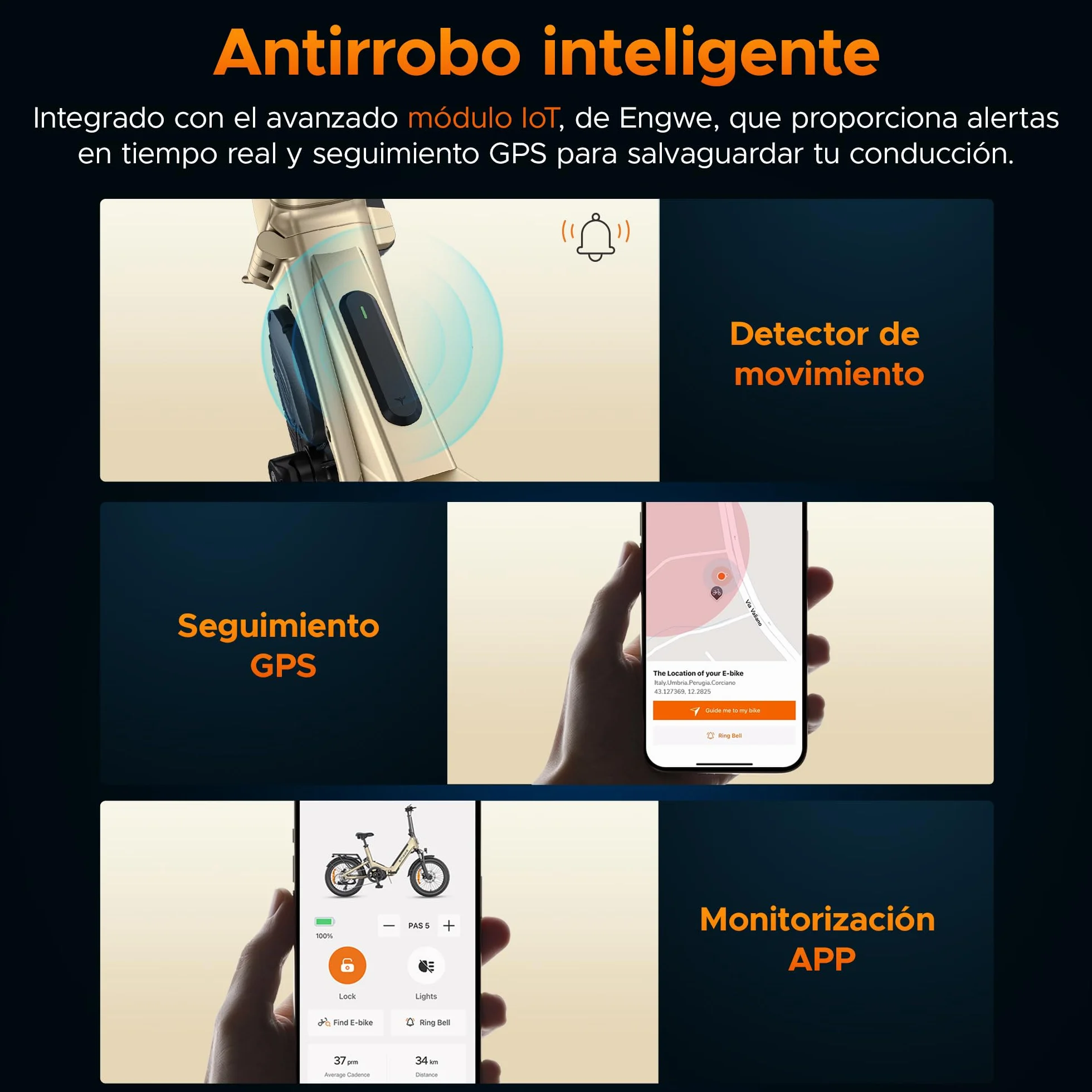 ENGWE Bicicleta eléctrica L20 3.0 Pro con aplicación y IoT, Motor Central de 250 W y batería de 48 V y 15 Ah con una autonomía de hasta 160 km; Compatible con Carga rápida de 2 Horas
