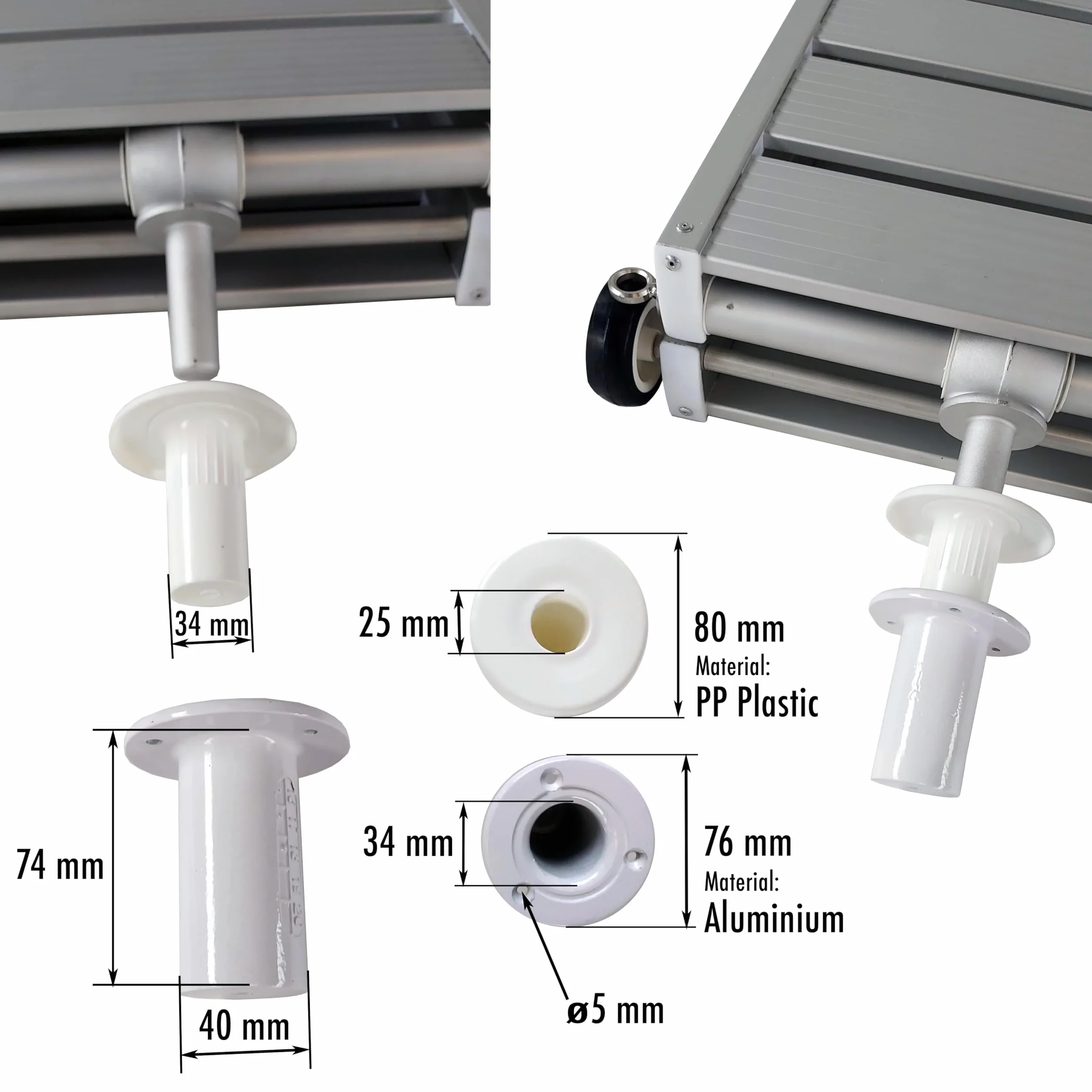 Pasarela para Barco Gangway Yate Velero de Aluminio Plegable Ligera con Toma de Anclaje Ruedas con Rodamientos Superficie Antideslizante 200cm MG200