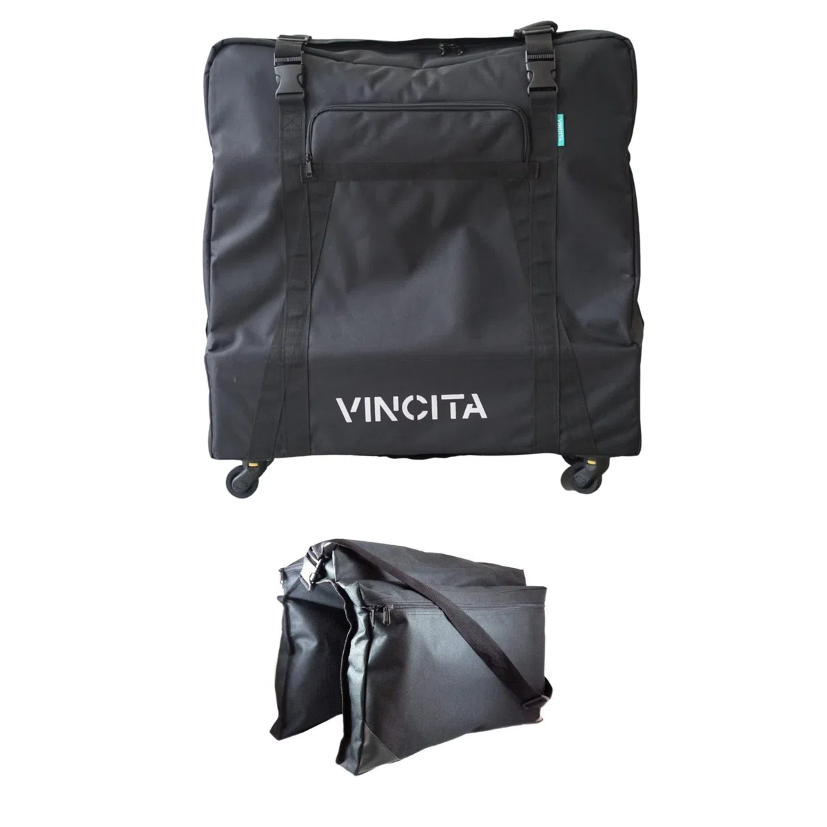 Vincita Sightseer 4.0 Bolsa de transporte suave para bicicleta plegable Brompton, con bolsa de ropa, cuatro ruedas desmontables y correa para el hombro, bolsa de bicicleta Brompton, solución ligera