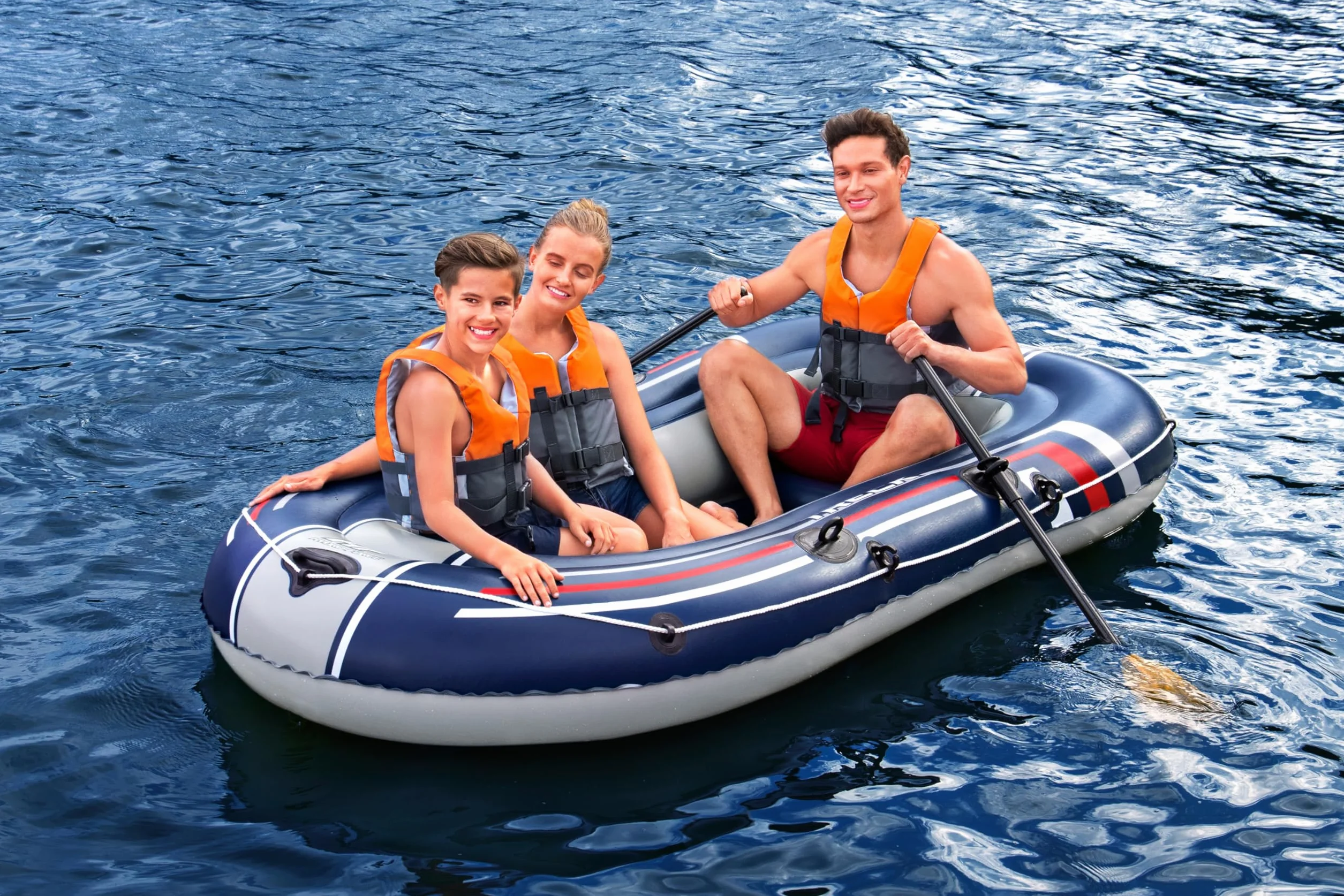 BESTWAY Barca Hinchable para 2 Adultos y 1 Niño Bestway Hydro-Force Treck X2 255x127x36 cm Multicolor