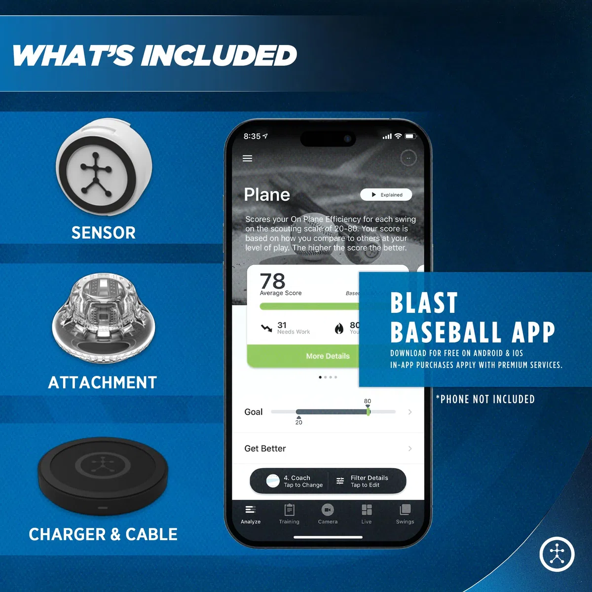 Blast Motion Blast Baseball 360 Swing Analyzer by