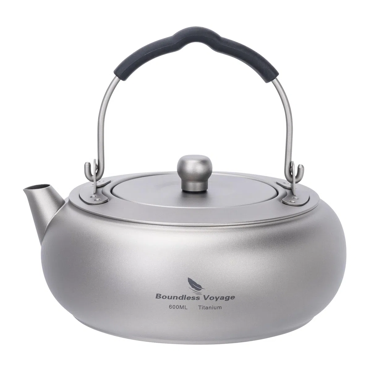 iBasingo Tetera de titanio ligera de 600 ml con mango plegable, filtro integrado, compacto, portátil, duradero, para mochileros, senderismo, café y té al aire libre, Ti3105D