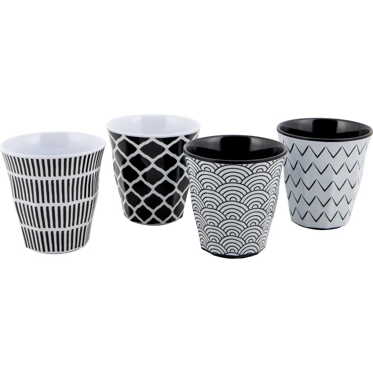 Bo-Camp - Vajilla - Mix & Match - 16 Piezas - Negro/Blanco
