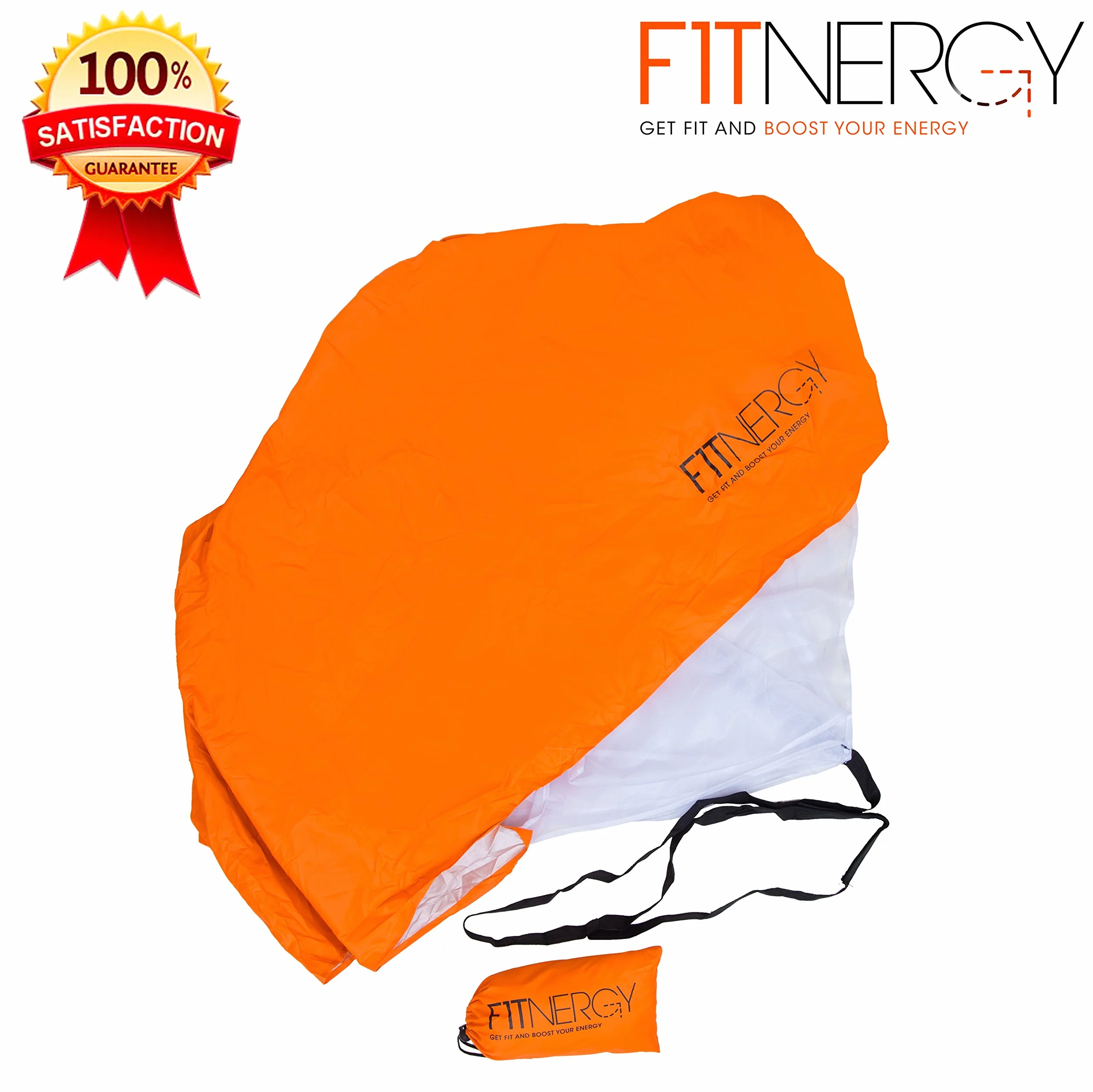 Running - Canal de Entrenamiento de paracaídas de Resistencia Duradero de 56 Pulgadas, Color Naranja, Bolsa de Transporte Gratis, maximiza y aceleración explosiva, Cuerda de Velocidad de