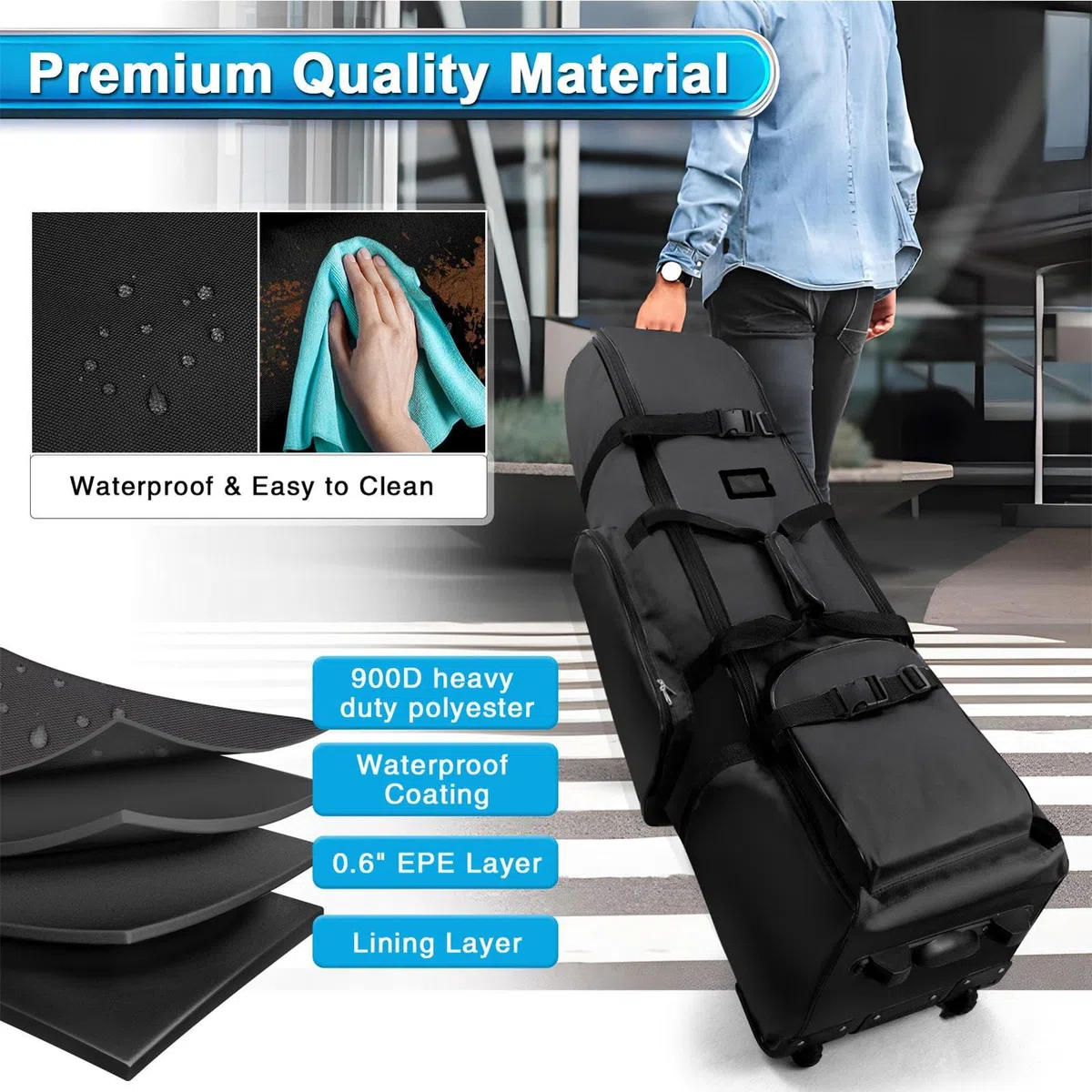 Bolsas de viaje de golf, bolsa de aviación de golf con ruedas, cubierta de viaje, impermeable, plegable, accesorios de almacenamiento de equipaje para exteriores, para compañeros de trabajo