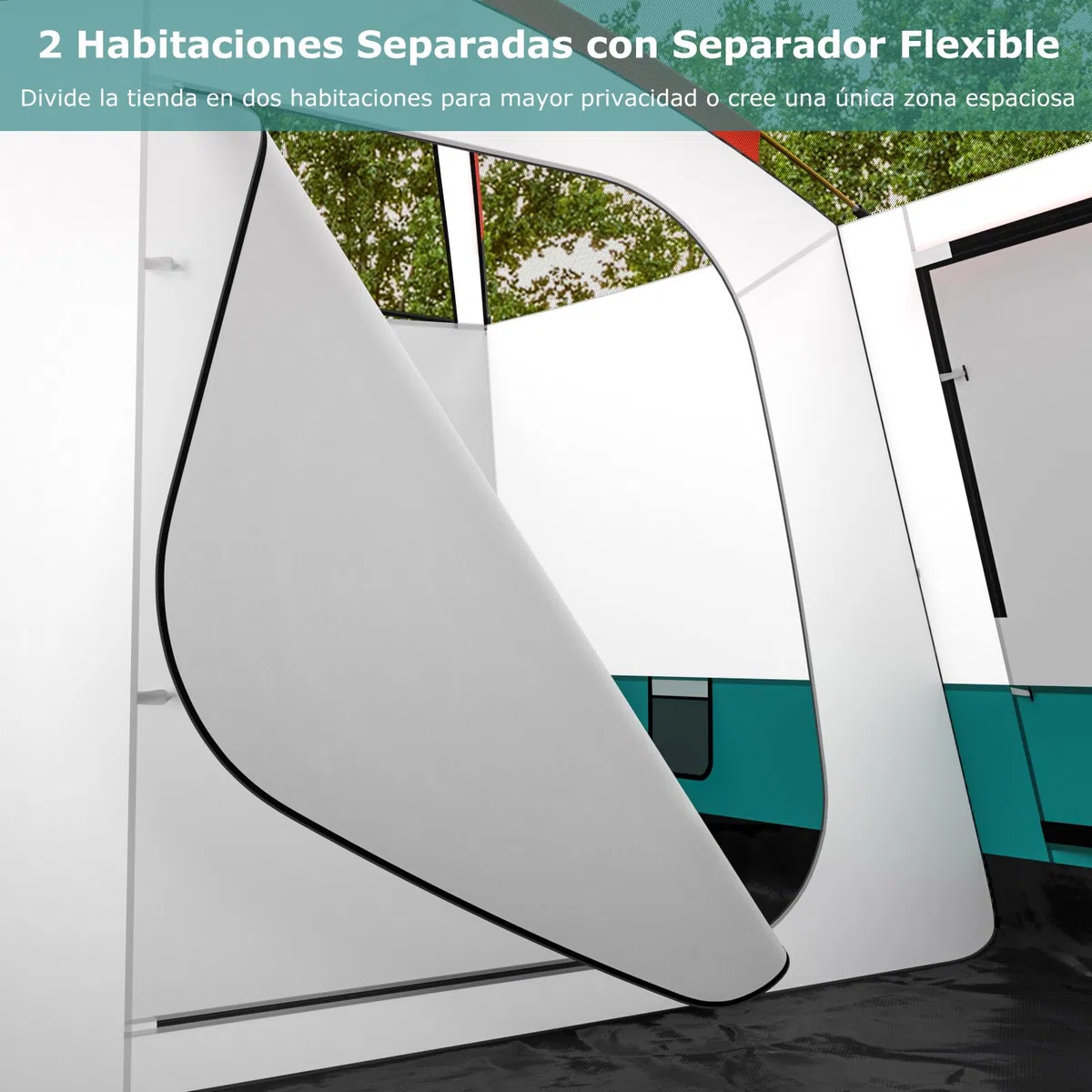 COSTWAY Tienda de Campaña 4-10 Personas, Porche, 2 Habitaciones, 2 Puertas, 2 Ventanas de Malla, Tienda de Campaña Familiar Grande, Capa Doble para Camping, Picnic