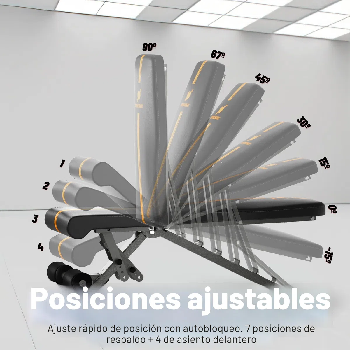 Banco de pesas ajustable plegable | 90 grados, pendiente, inclinado | Premontado | Juego de pesas | Bancos de gimnasio negros | Entrenamiento de cuerpo completo