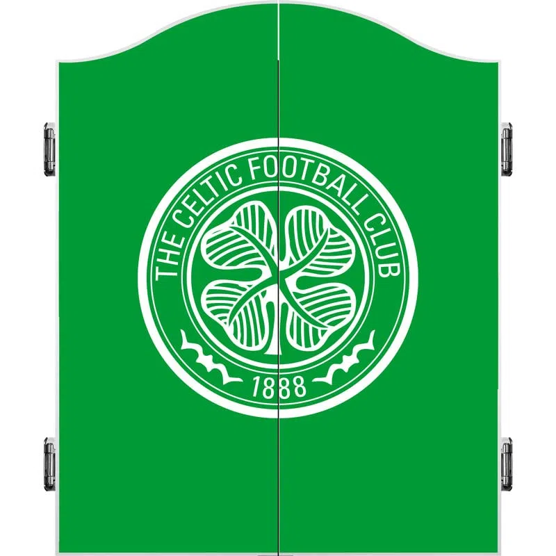 FOCO Gabinete de dardos y diana con licencia oficial del Celtic Football Club Bhoys 1888 FC, escudo verde (CAB093)