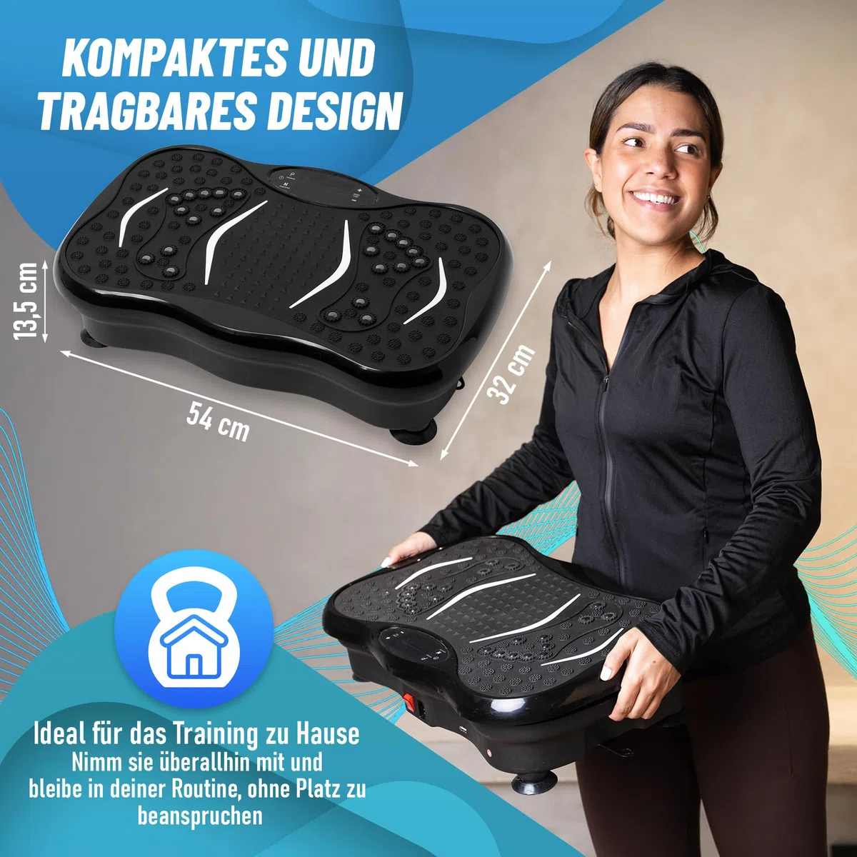 Plataforma vibratoria - Plataforma vibración Muscular - Vibration Plate - Plataforma vibración Adelgazar - Vibrating Plate con Sonido inalámbrico Bluetooh + Bandas elásticas , Manual y Toalla