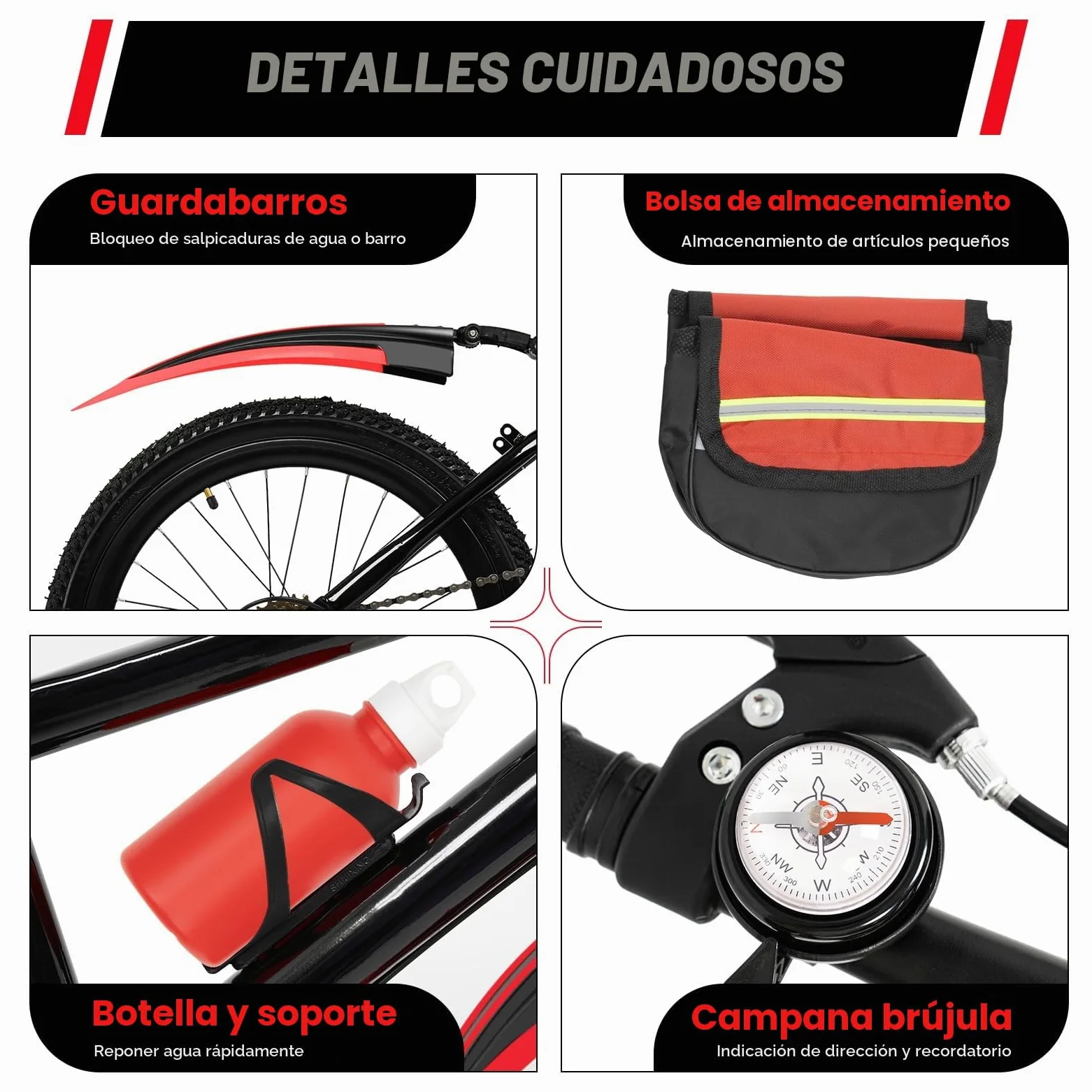 Bicicleta infantil de 20 pulgadas, Bicicleta de montaña de 7 velocidades, color rojo con guardabarros, bicicleta juvenil mejorada, rueda de acero al carbono, bicicleta de montaña de 8 a 13