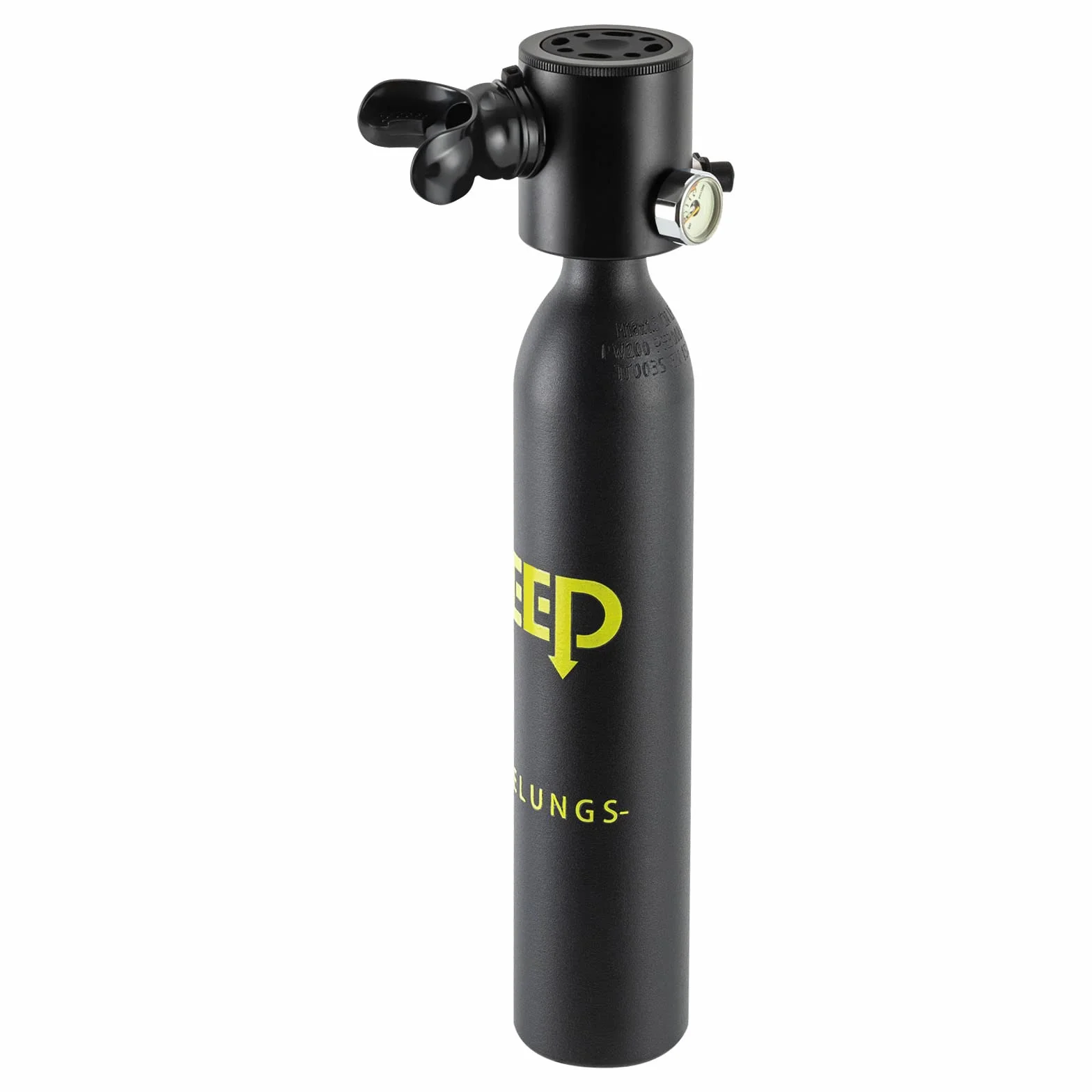 Botella de buceo de 0,5 l, mini botella de oxígeno con medidor de presión luminoso, equipo de buceo, mini para buceo, soporta 5-10 minutos de botella de buceo submarina
