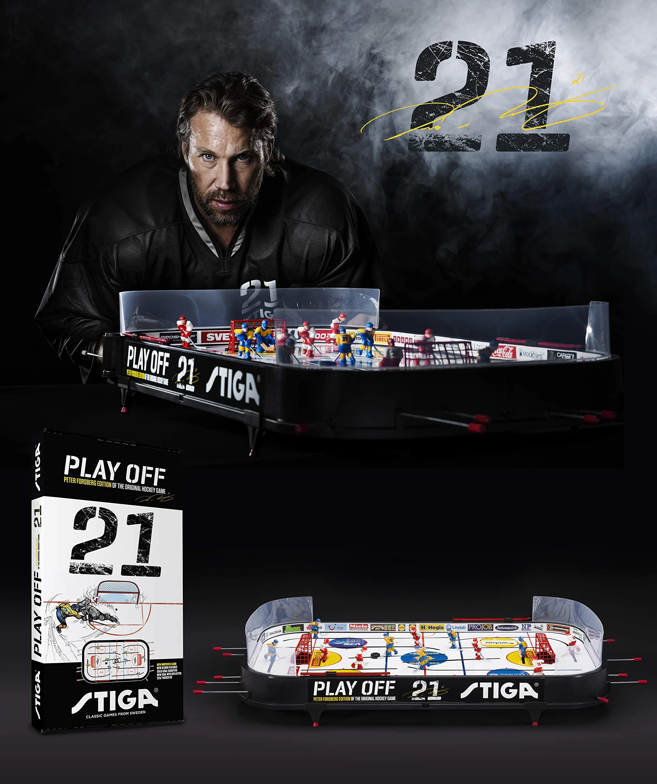 Stiga - Juego de Mesa de Hockey sobre Hielo Play Off 21 Suecia-Canadá, Negro/Blanco, 96 x 50 cm