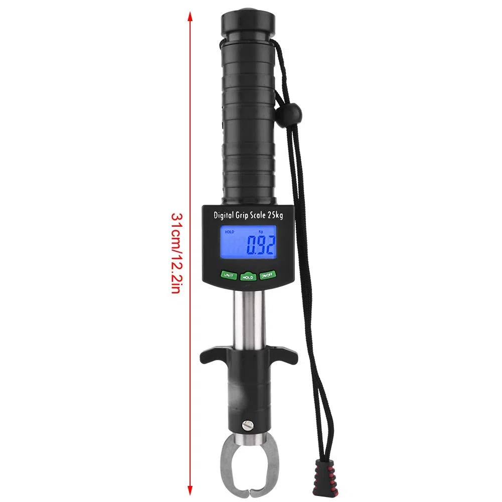 Pese 25 kg / 55 LB Digital Fish Gripper, 3 en 1 Portable Fishing Tool Kit Lip Grabber Grip Grabber con escala de peso y 1M de cinta